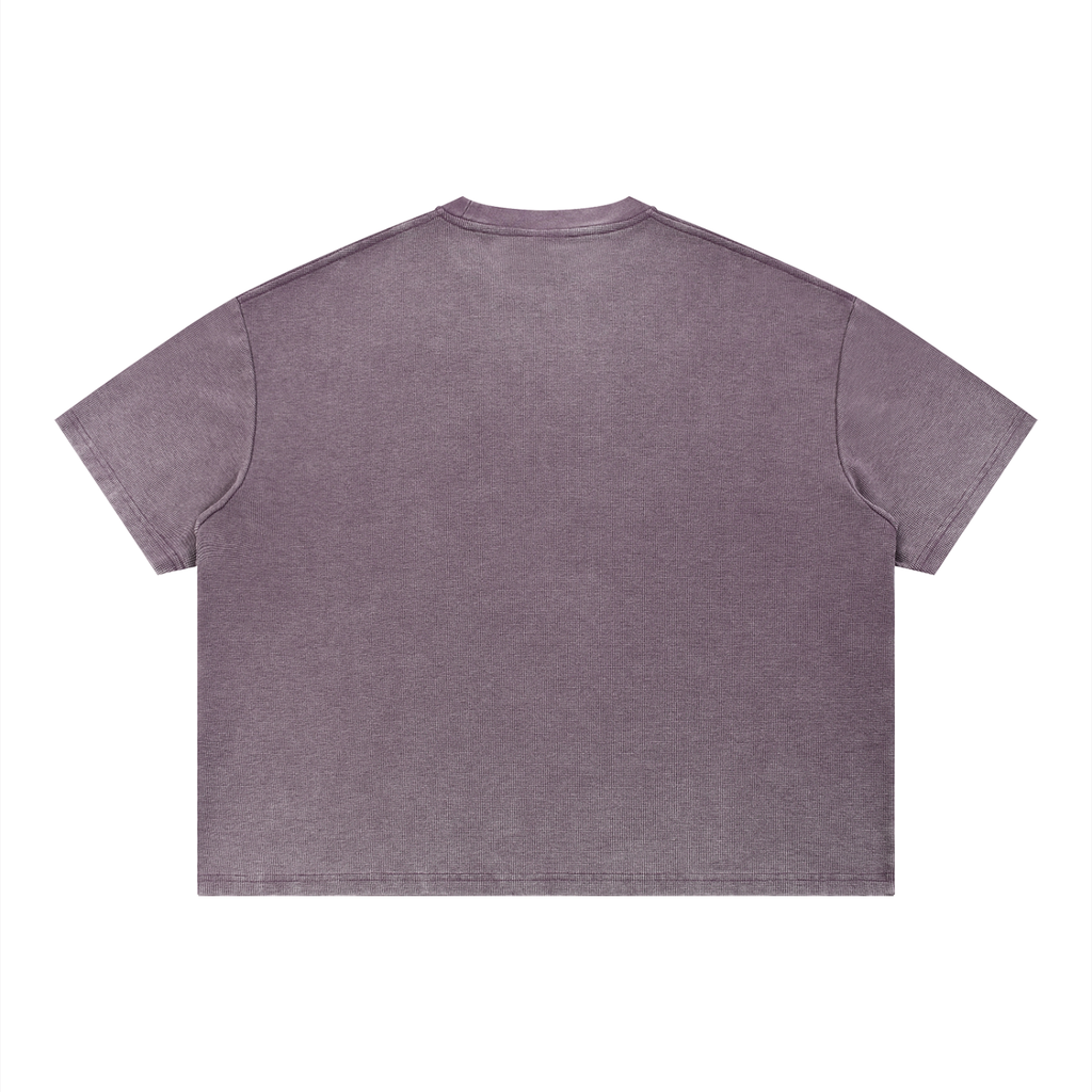 T-shirt gaufré unisexe délavé à coupe carrée Sunfade