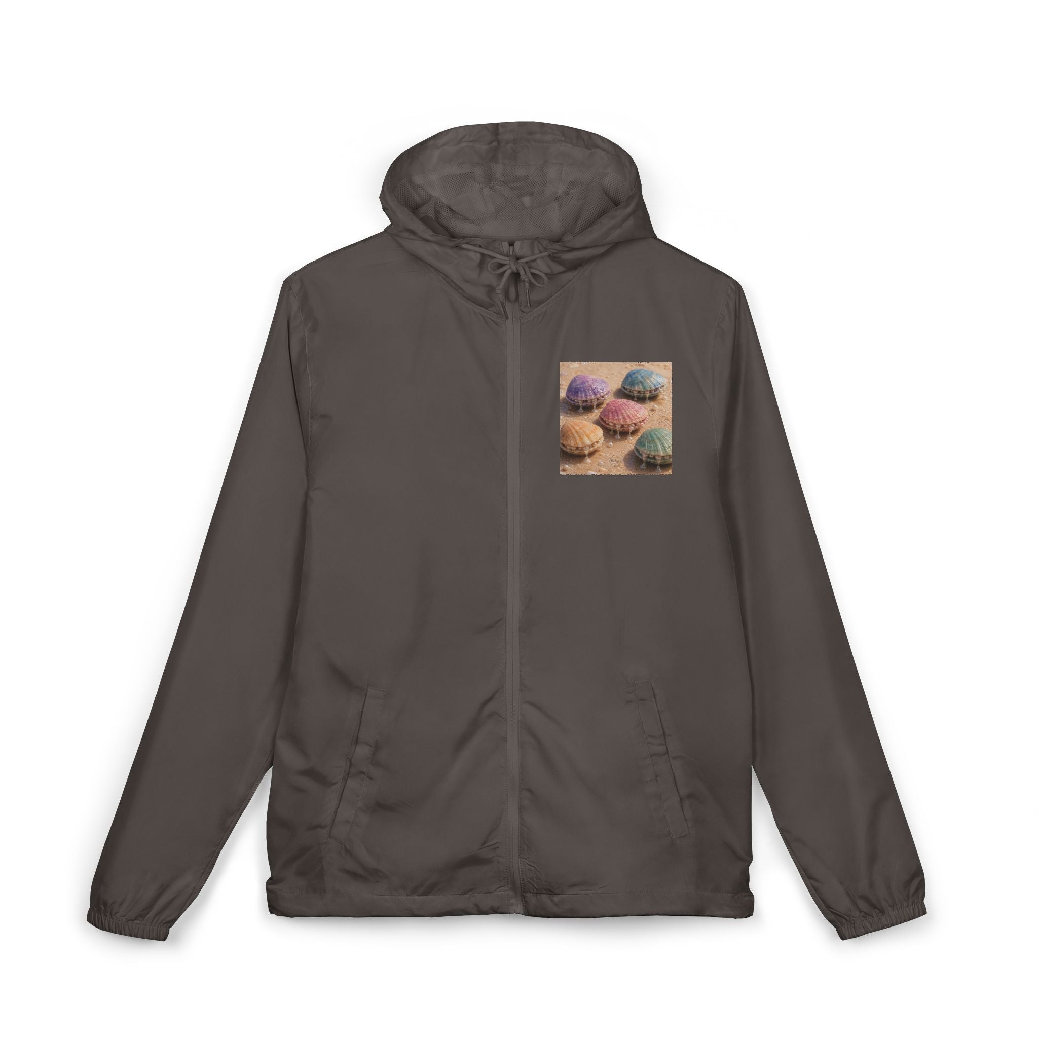 Windbreaker Jacket — Pastel Seashell Beach Print