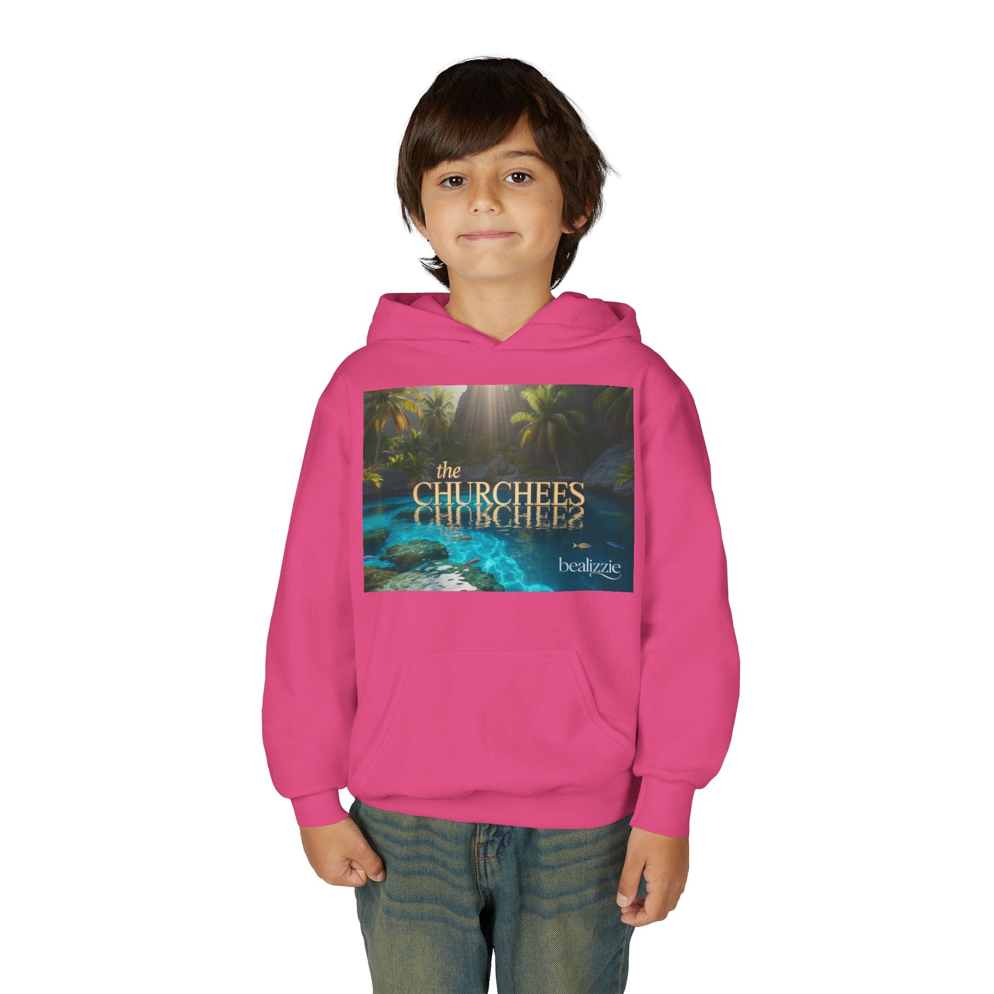 Youth Hoodie – "the CHURCHEES" Tropical Pool Graphic Sweatshirt