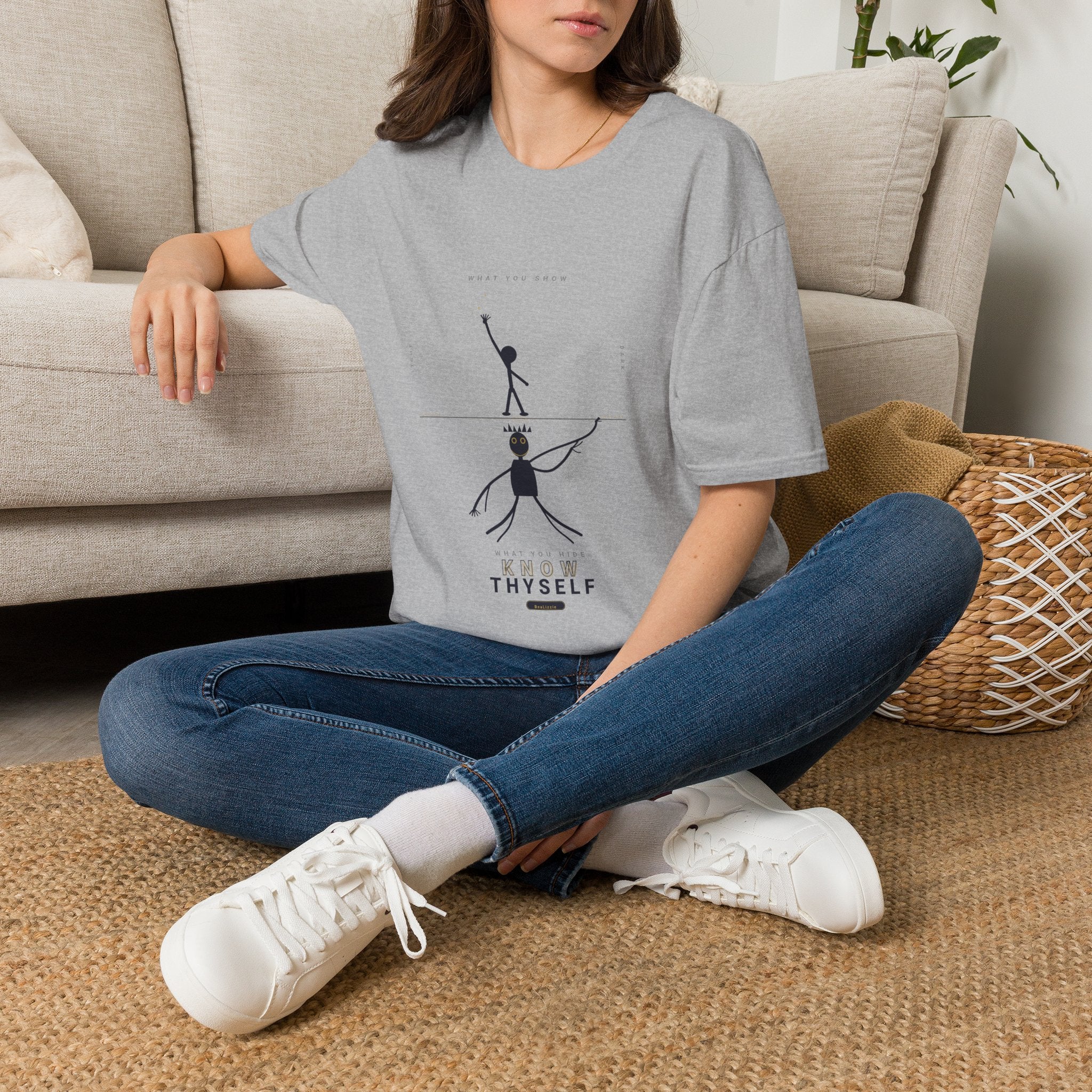 T‑Shirt — Minimalist 'Know Thyself' Stick Figure Motivational Tee