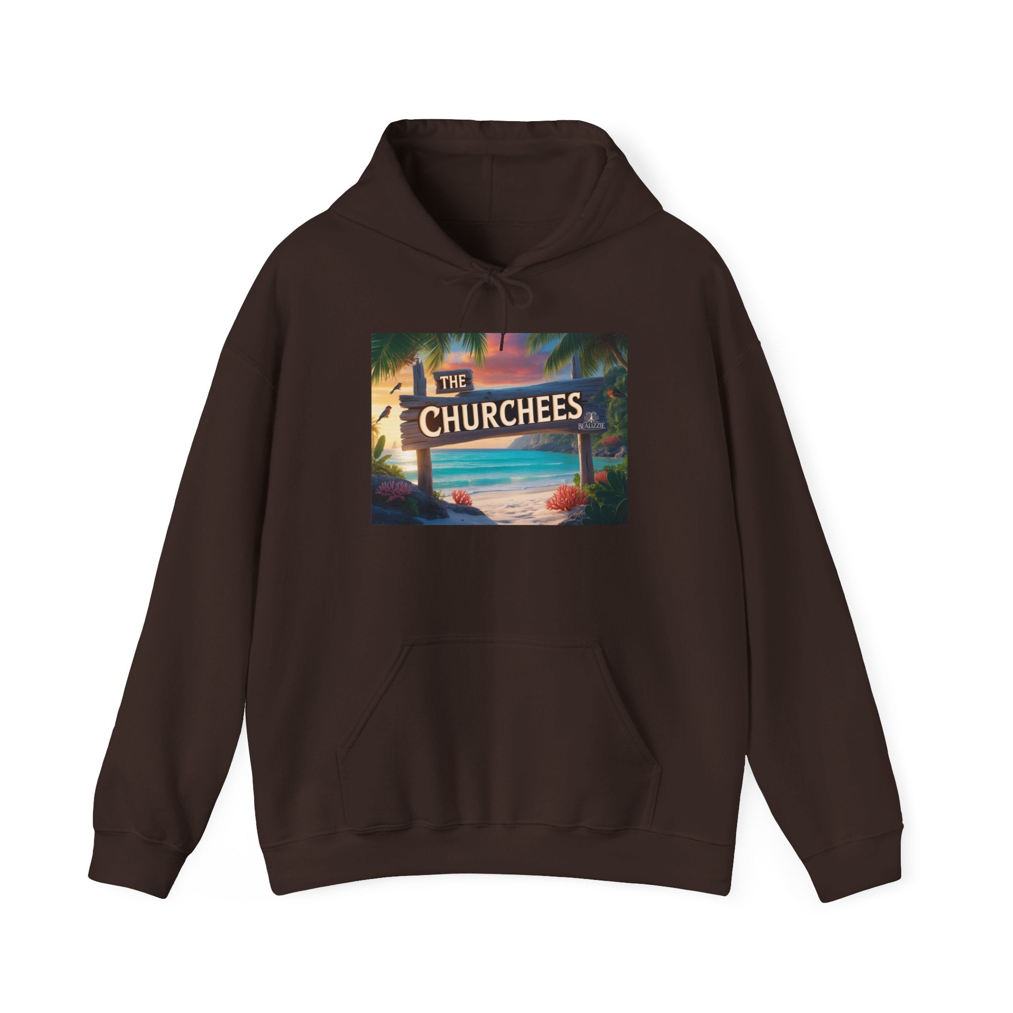 The Churchees Retro Beach Hoodie – Vintage Surf Sign Graphic Sweatshirt