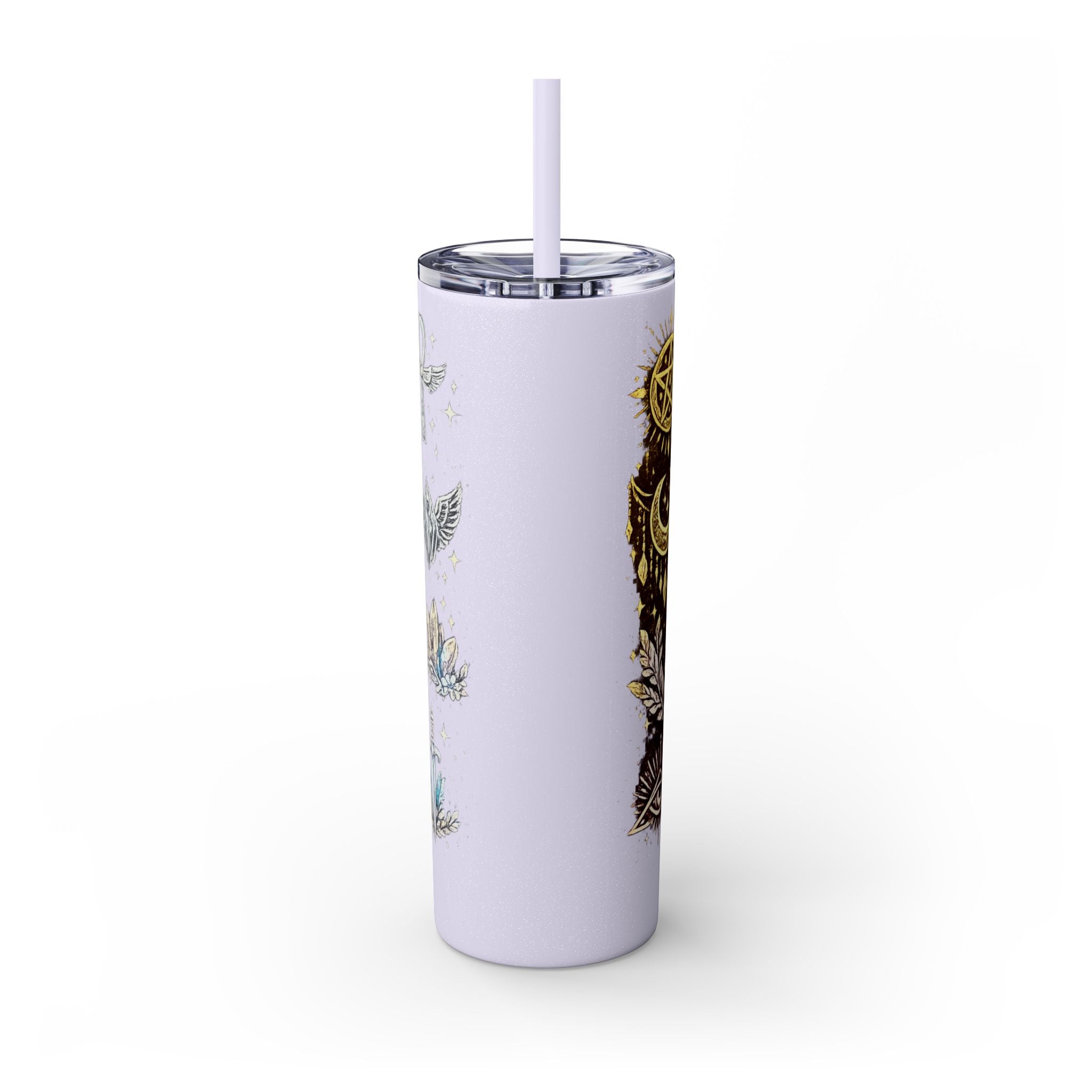 20oz Skinny Tumbler — Gold Mystic Hamsa & Celestial Eye Tumbler with Straw