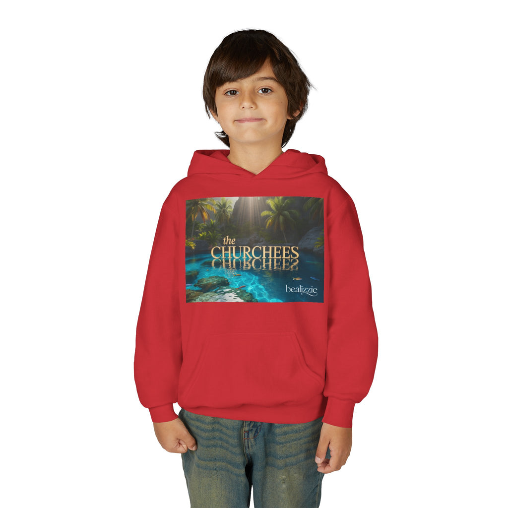 Youth Hoodie – "the CHURCHEES" Tropical Pool Graphic Sweatshirt