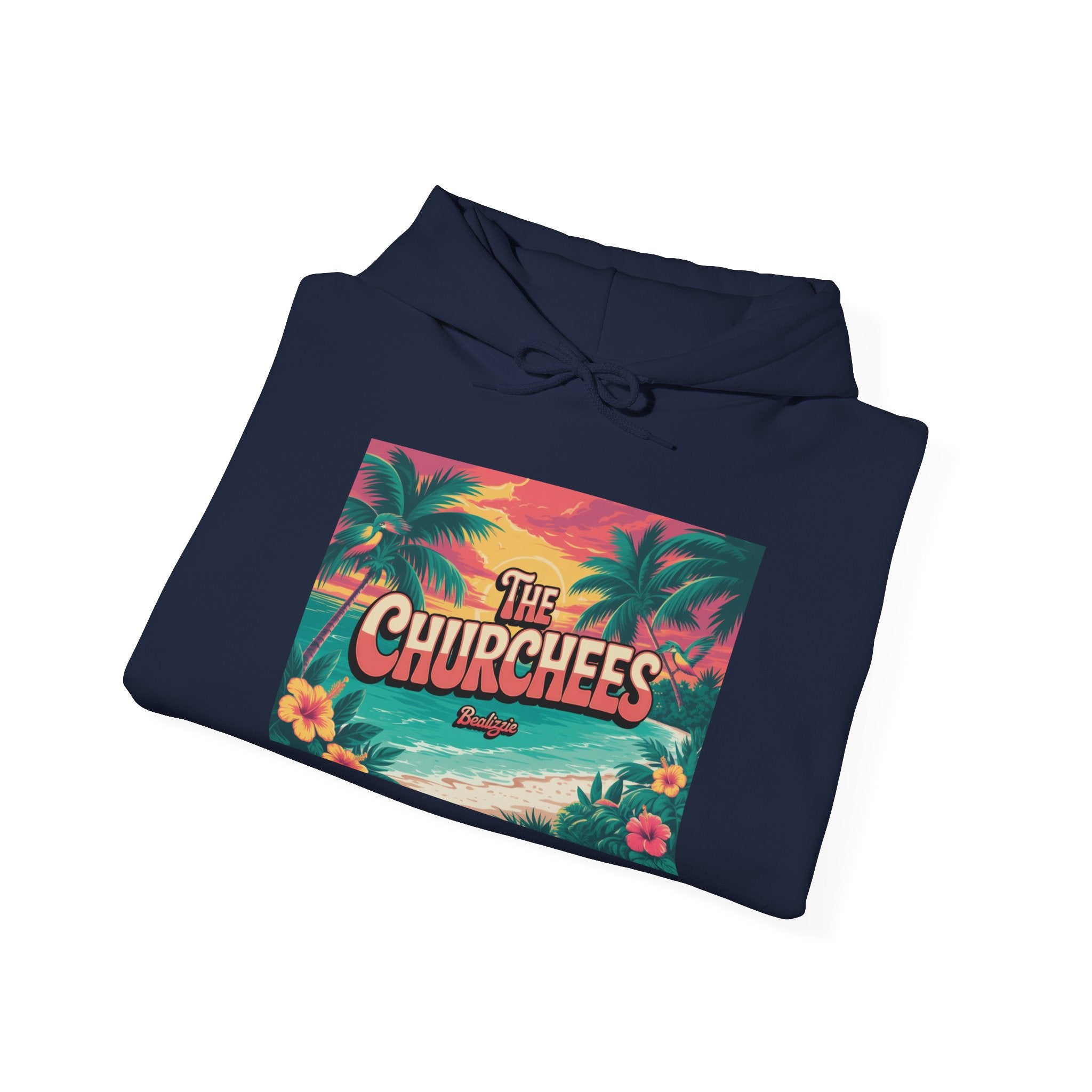 The Churchees Tropical Beach Hoodie — Retro Surf Palm Tree Sweatshirt