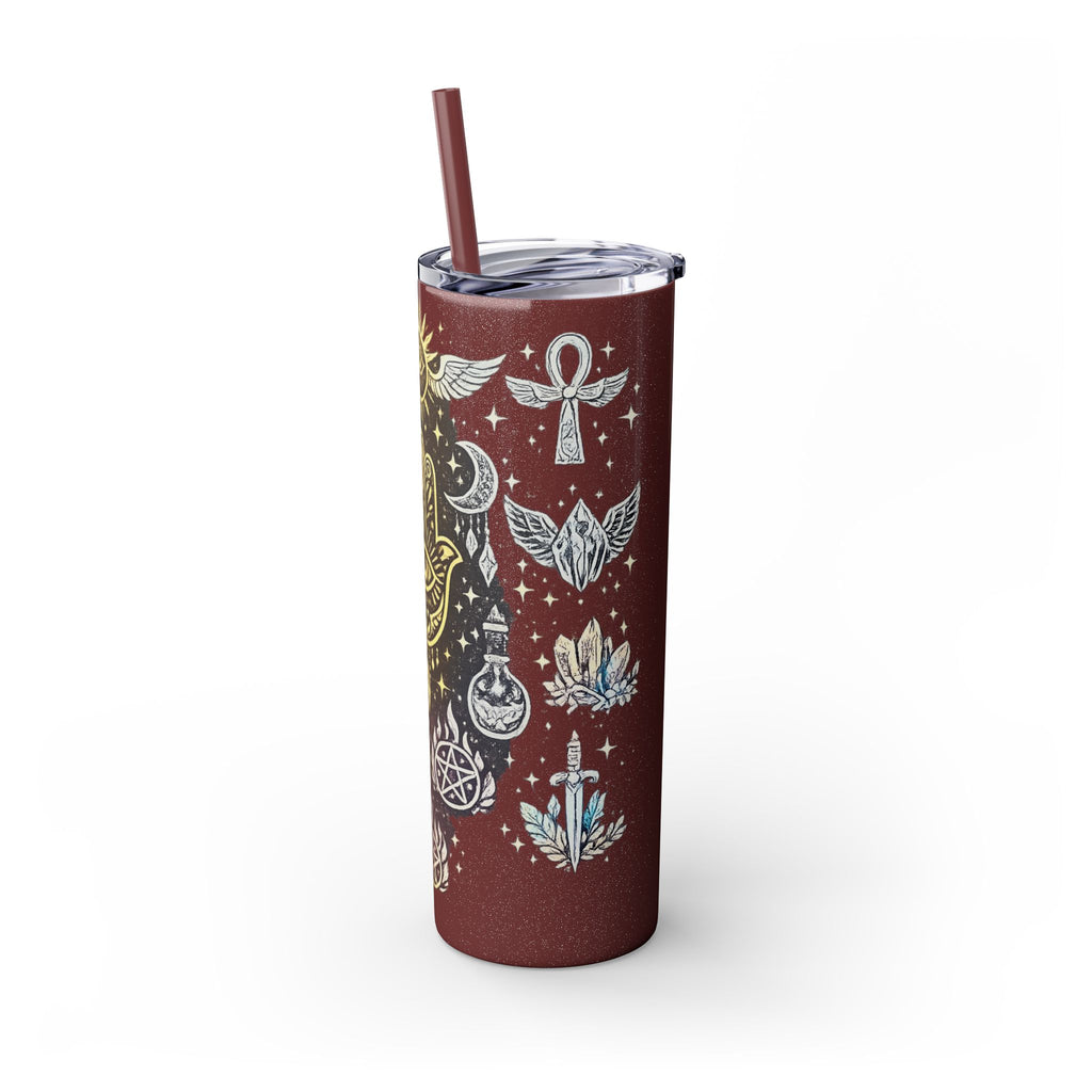 20oz Skinny Tumbler — Gold Mystic Hamsa & Celestial Eye Tumbler with Straw