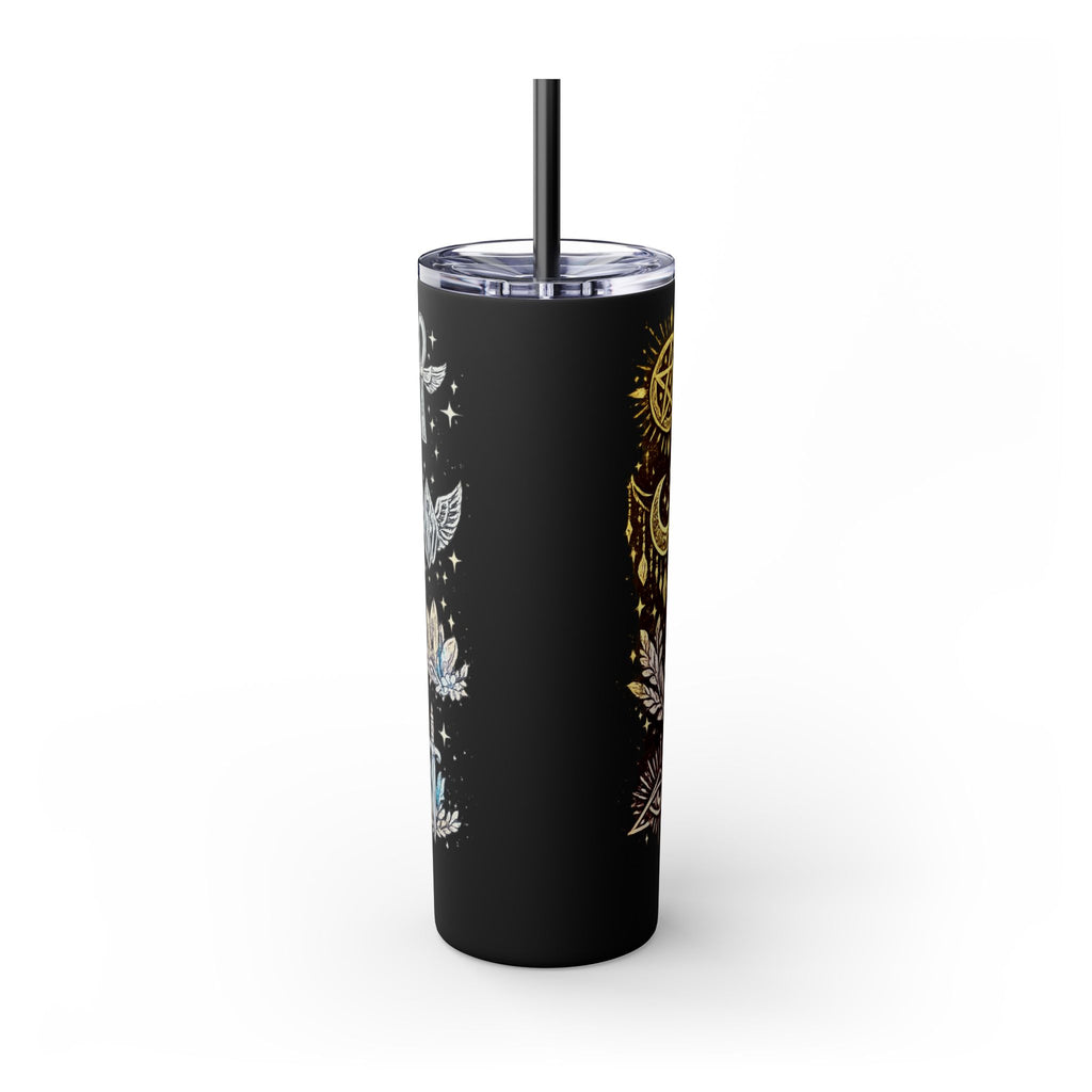 20oz Skinny Tumbler — Gold Mystic Hamsa & Celestial Eye Tumbler with Straw