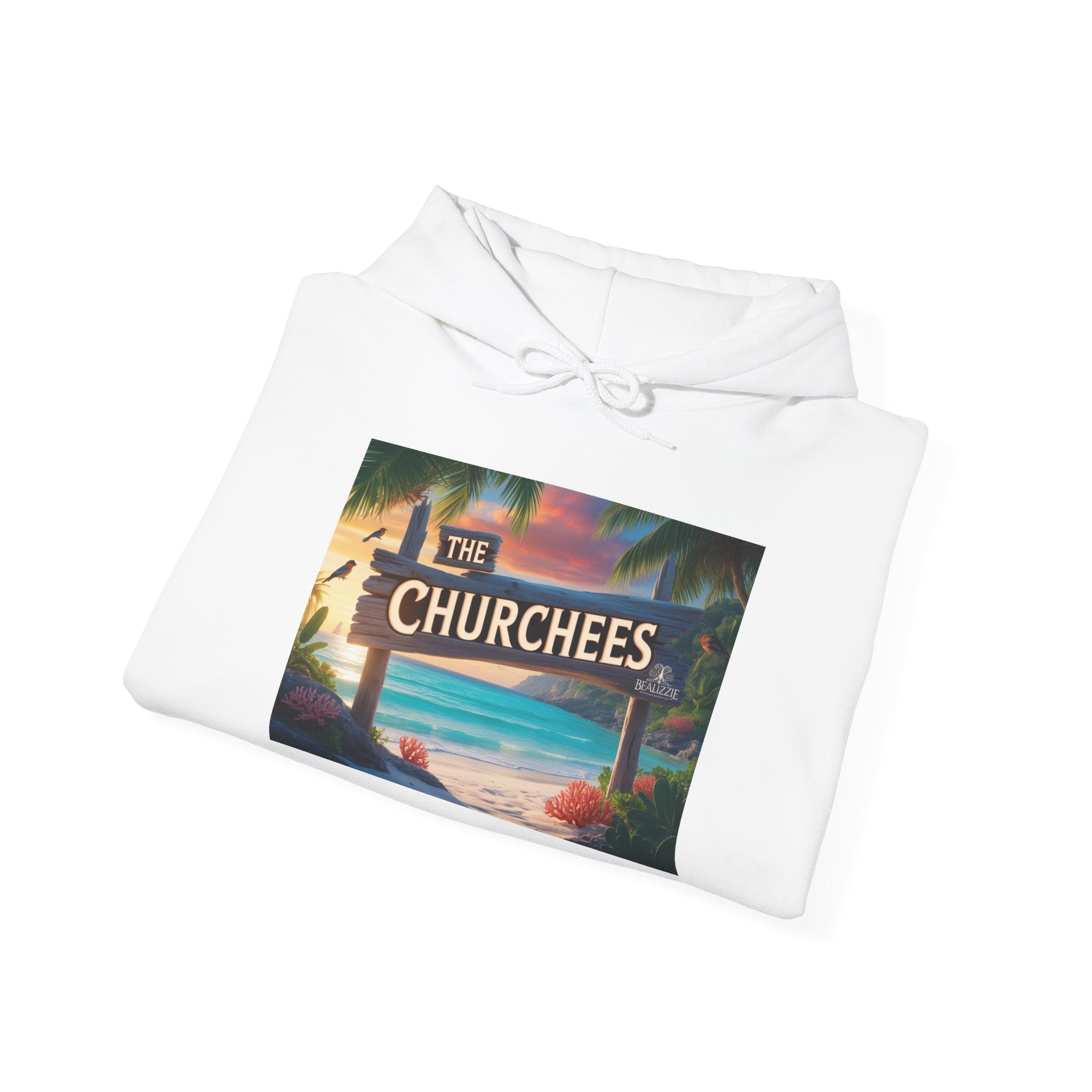 The Churchees Retro Beach Hoodie – Vintage Surf Sign Graphic Sweatshirt