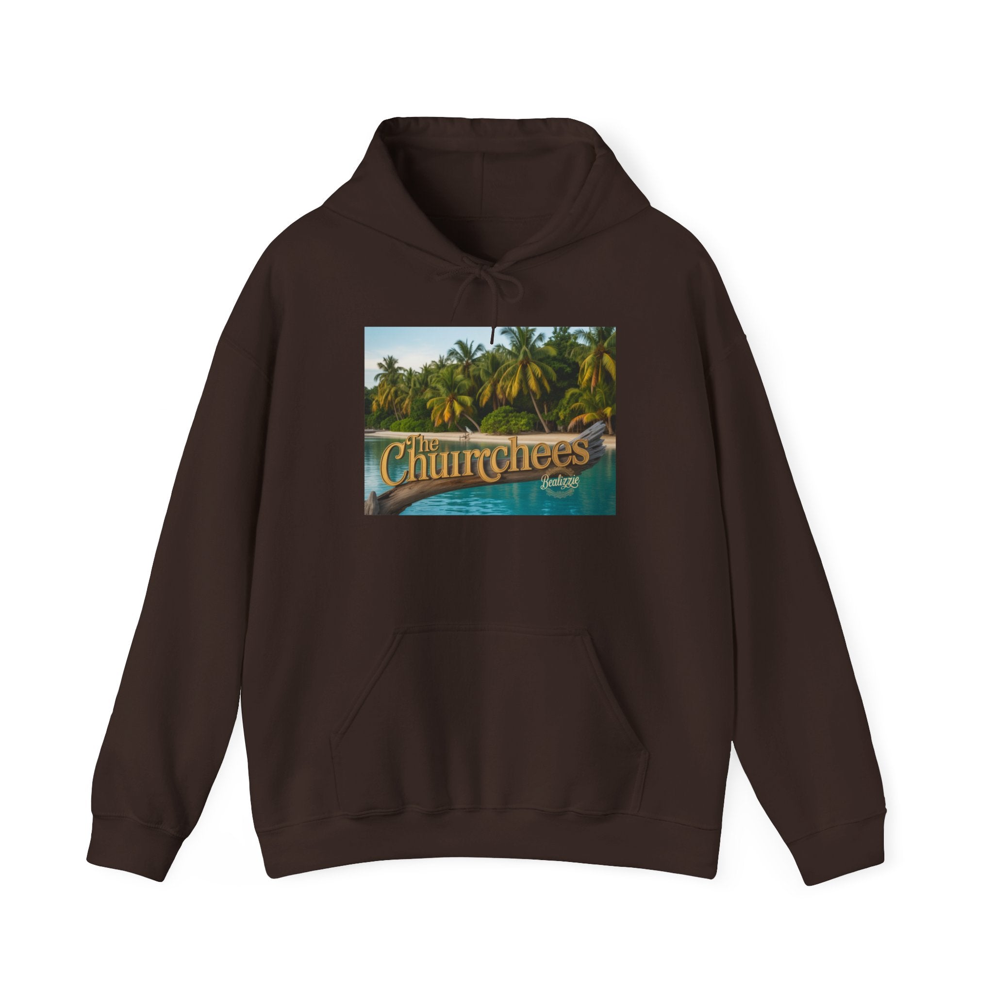 Churrchees Tropical Palm Hoodie — Retro Beach Graphic Sweatshirt