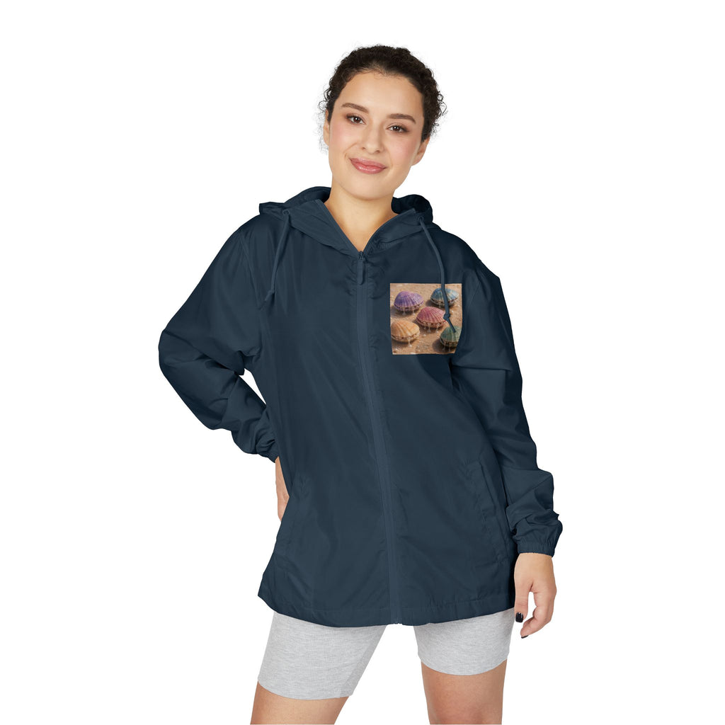 Windbreaker Jacket — Pastel Seashell Beach Print