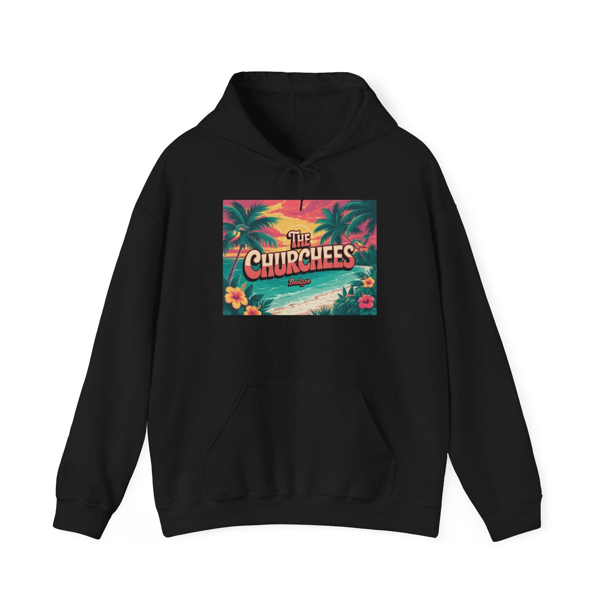 The Churchees Tropical Beach Hoodie — Retro Surf Palm Tree Sweatshirt