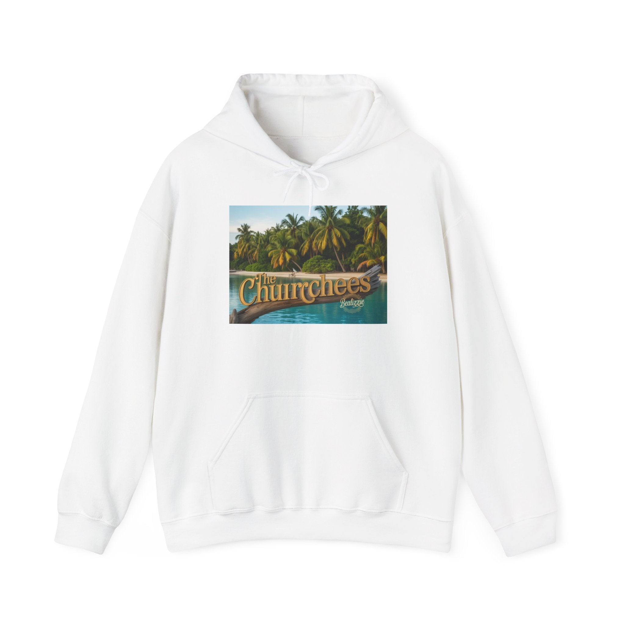 Churrchees Tropical Palm Hoodie — Retro Beach Graphic Sweatshirt
