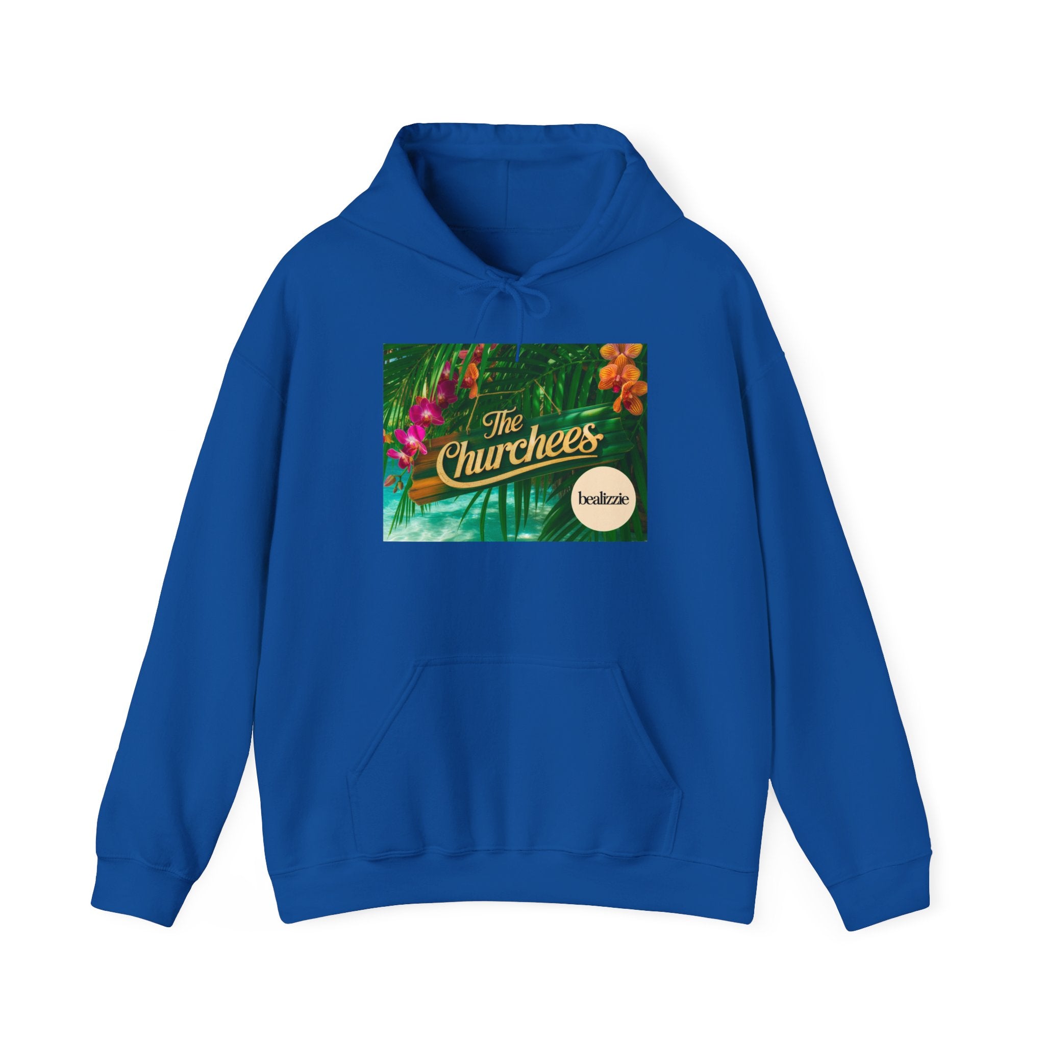 The Churchees Tropical Logo Hoodie — Retro Band-Inspired Graphic Sweatshirt