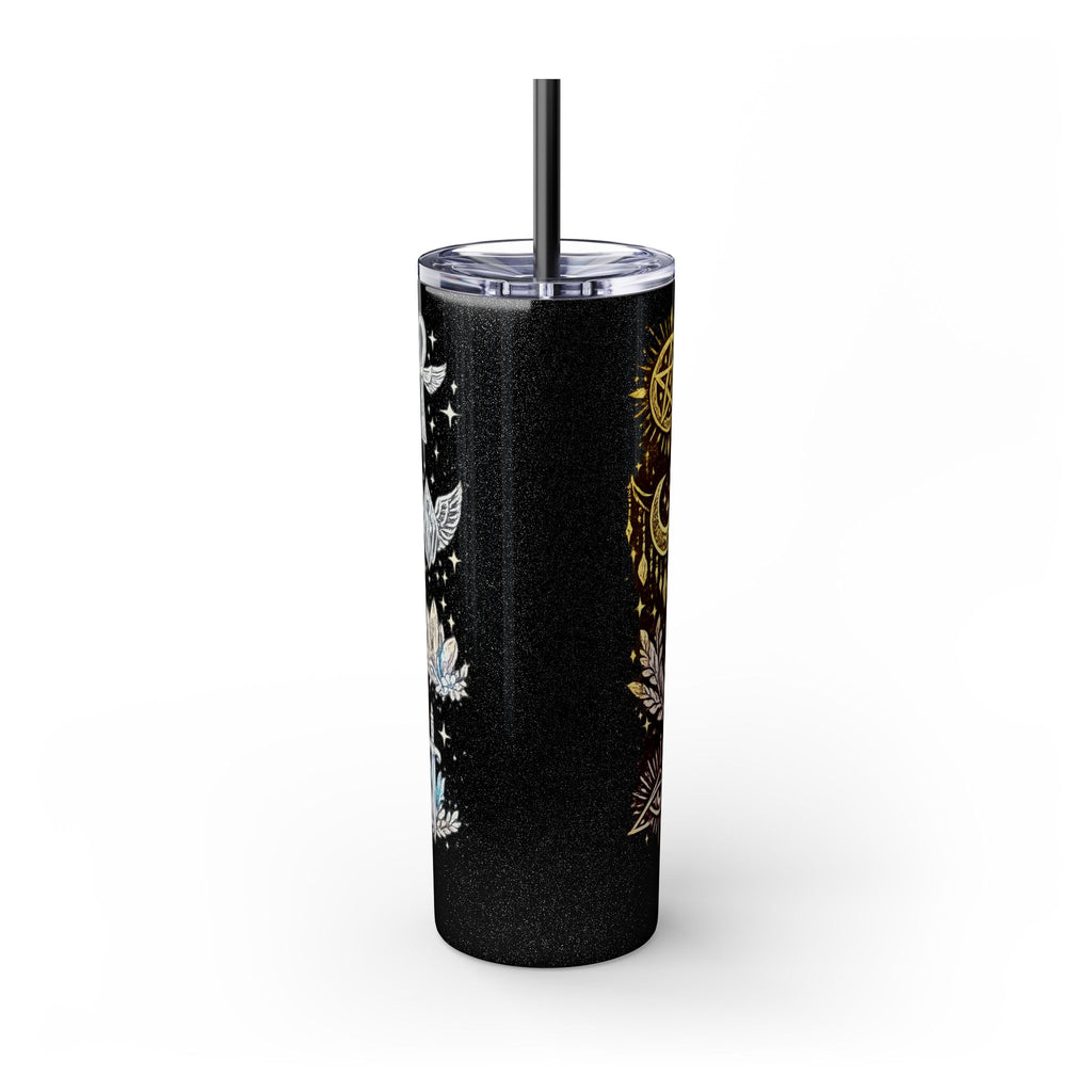 20oz Skinny Tumbler — Gold Mystic Hamsa & Celestial Eye Tumbler with Straw