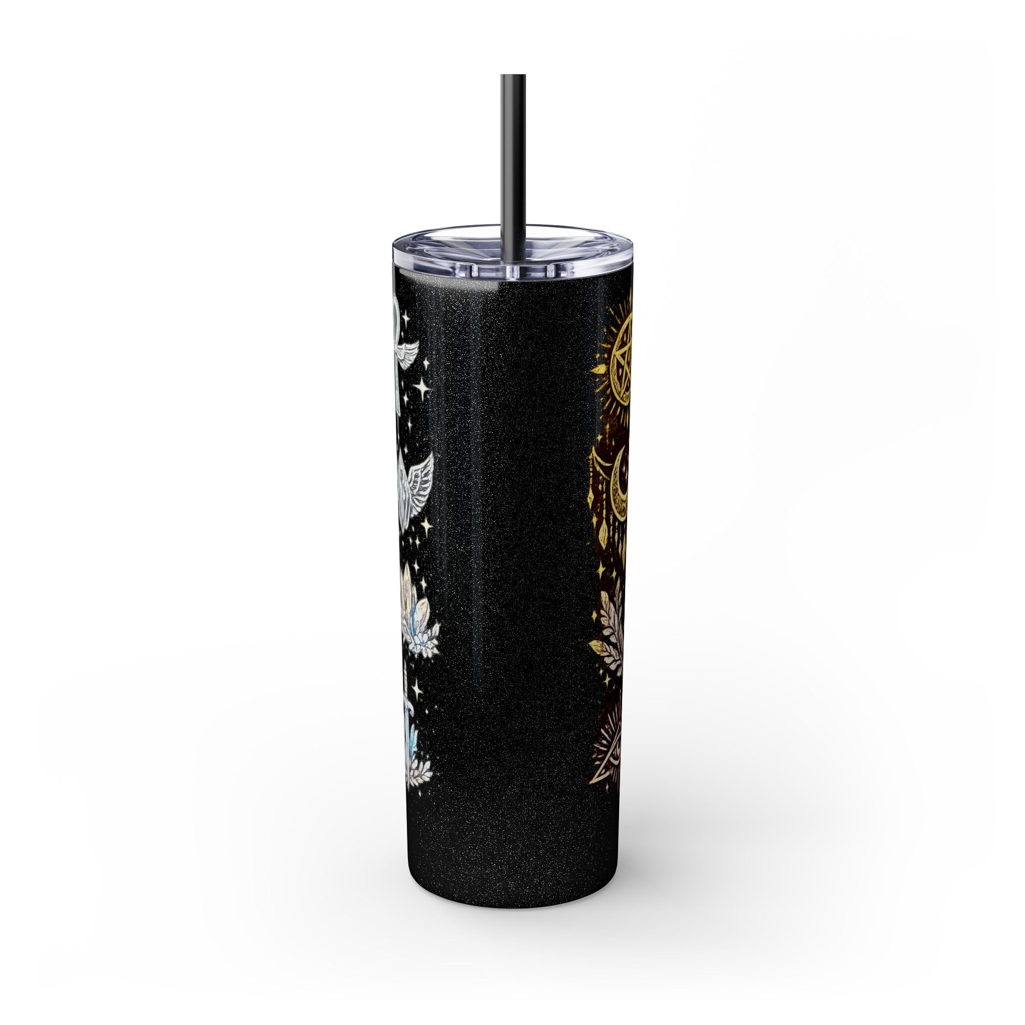 20oz Skinny Tumbler — Gold Mystic Hamsa & Celestial Eye Tumbler with Straw