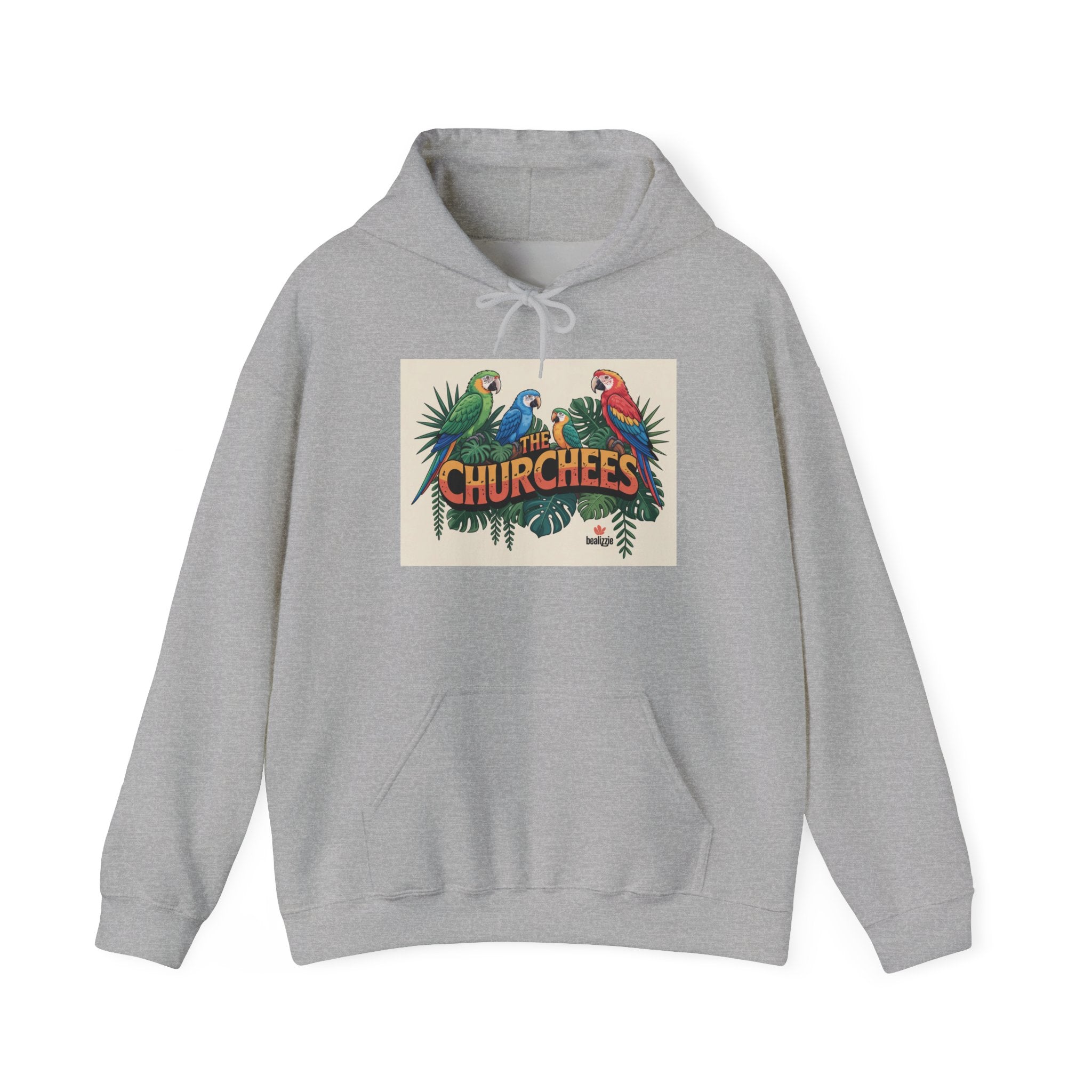 Parrot Tropical 'CHURCHEES' Hoodie – Vintage Island Bird Graphic Pullover