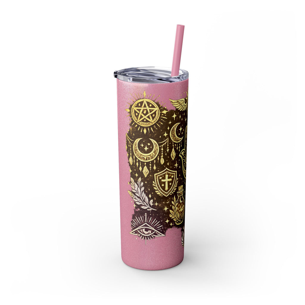 20oz Skinny Tumbler — Gold Mystic Hamsa & Celestial Eye Tumbler with Straw