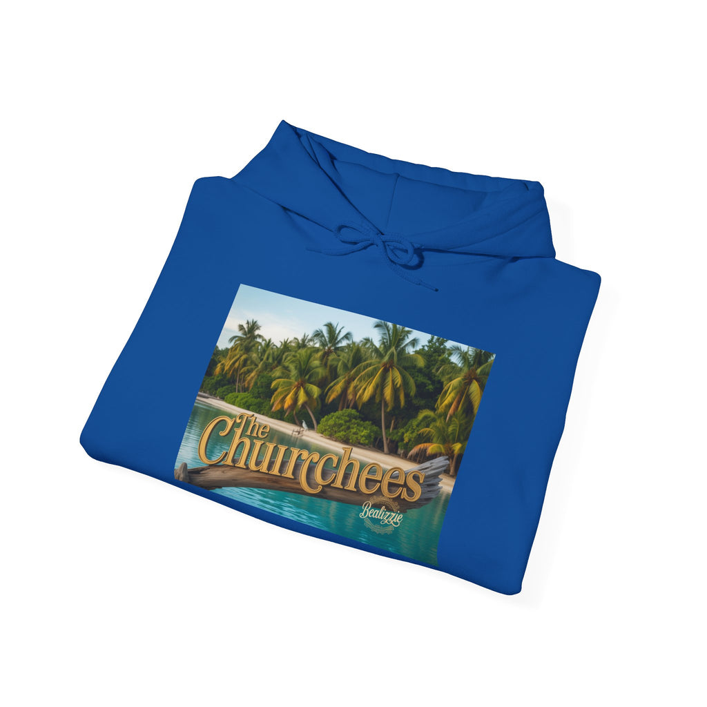 Churrchees Tropical Palm Hoodie — Retro Beach Graphic Sweatshirt