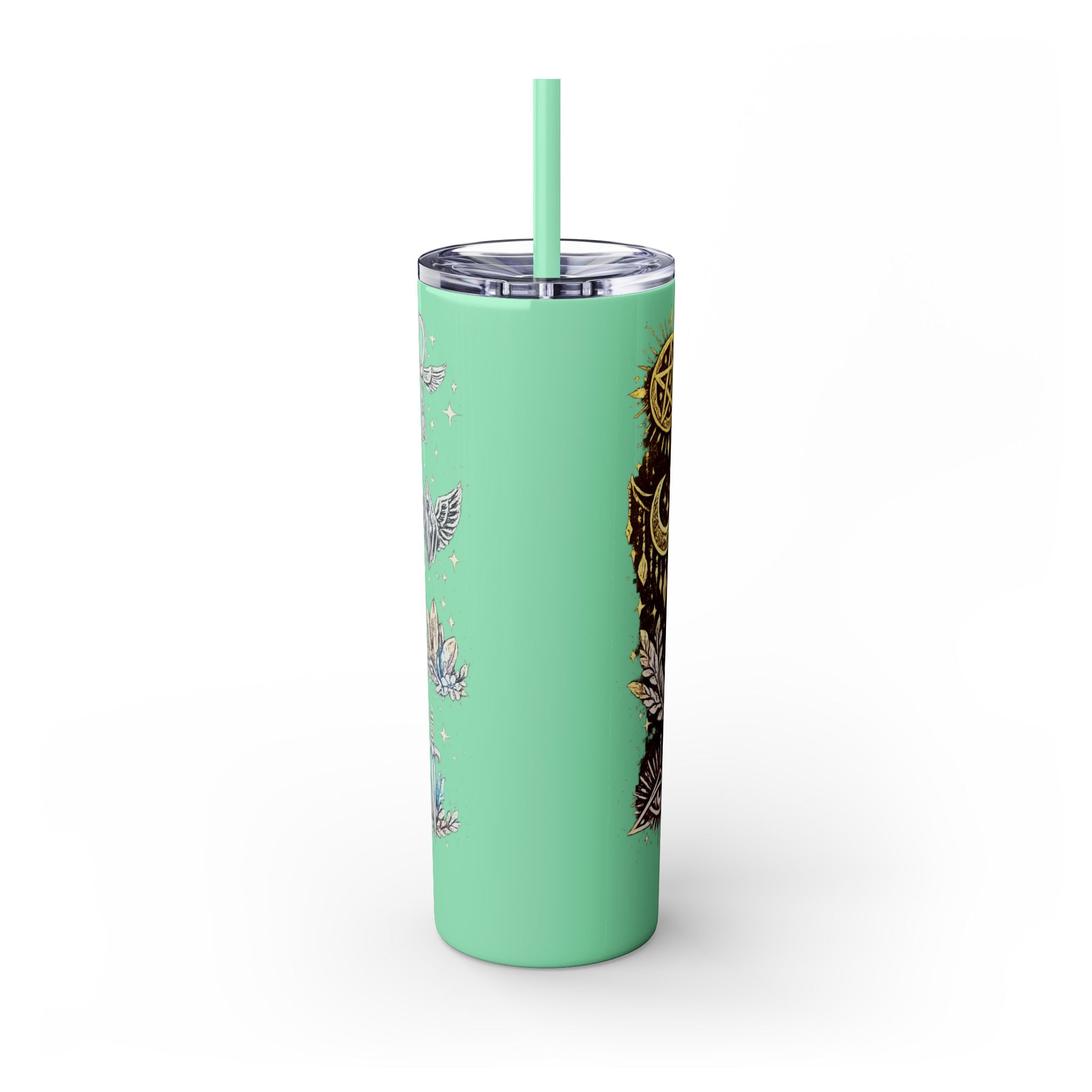 20oz Skinny Tumbler — Gold Mystic Hamsa & Celestial Eye Tumbler with Straw