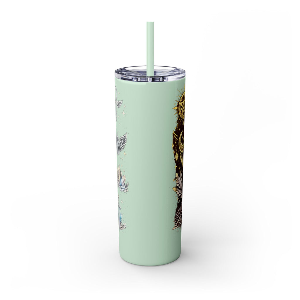 20oz Skinny Tumbler — Gold Mystic Hamsa & Celestial Eye Tumbler with Straw
