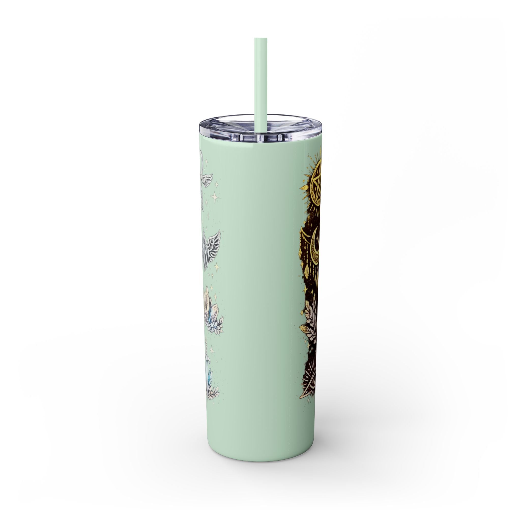 20oz Skinny Tumbler — Gold Mystic Hamsa & Celestial Eye Tumbler with Straw