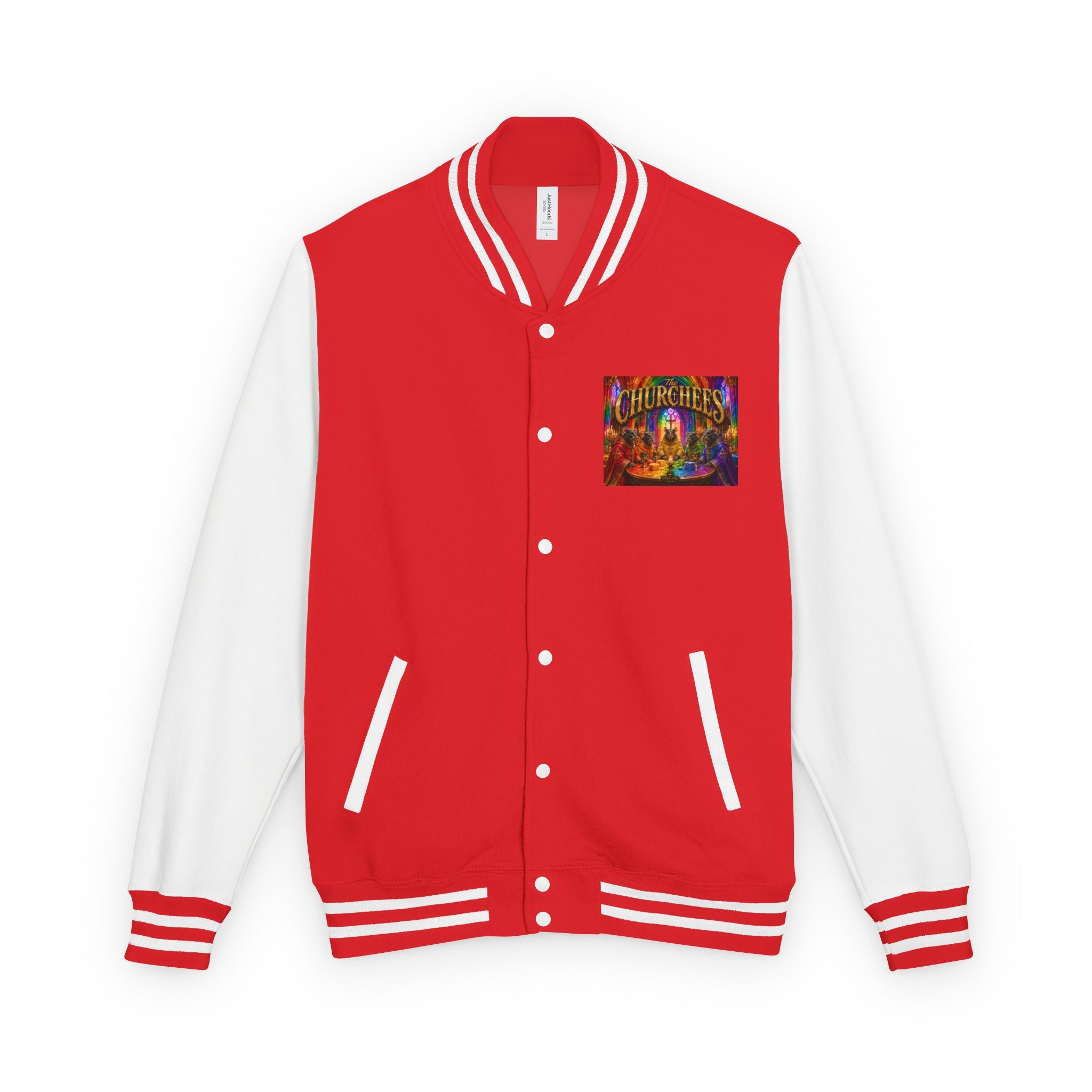 Letterman Jacket — Colorful 'The Churchlees' Retro Band Graphic