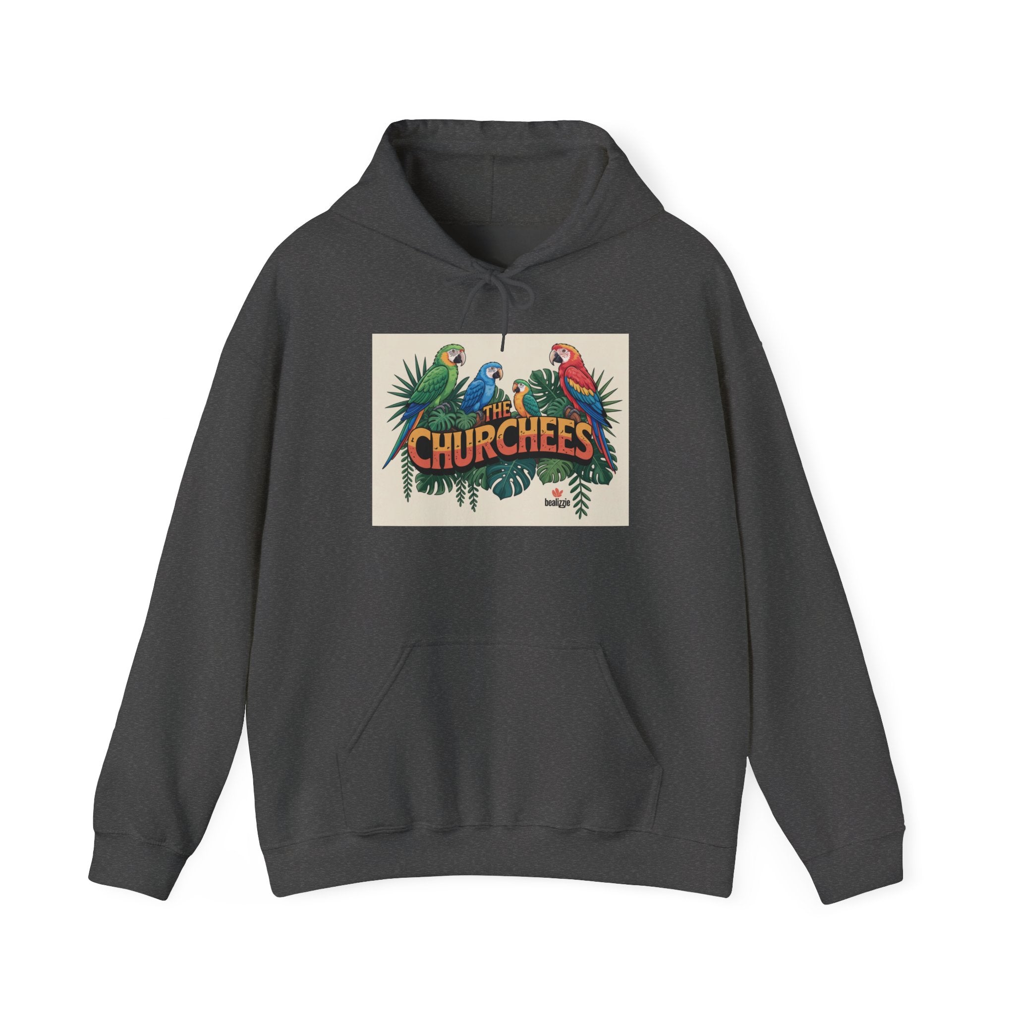 Parrot Tropical 'CHURCHEES' Hoodie – Vintage Island Bird Graphic Pullover