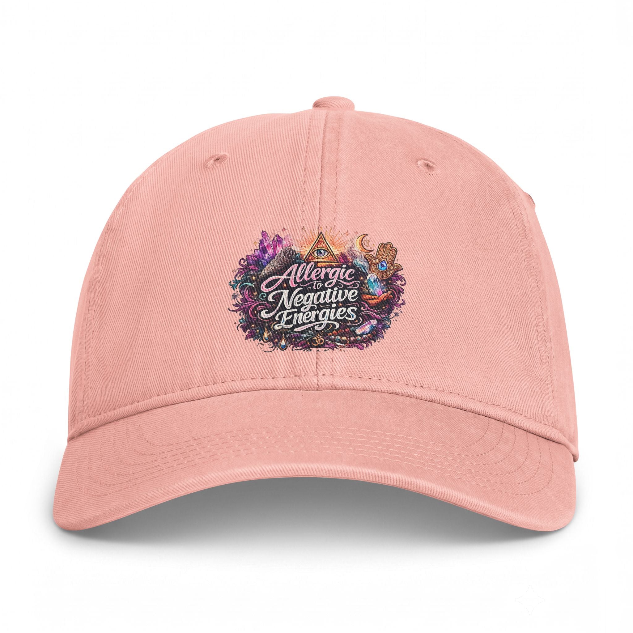Embroidered 'Allergic to Negative Energies' Washed Cap