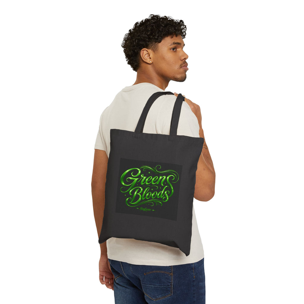 Tote Bag — "Green Bloods" Neon Script Canvas Tote