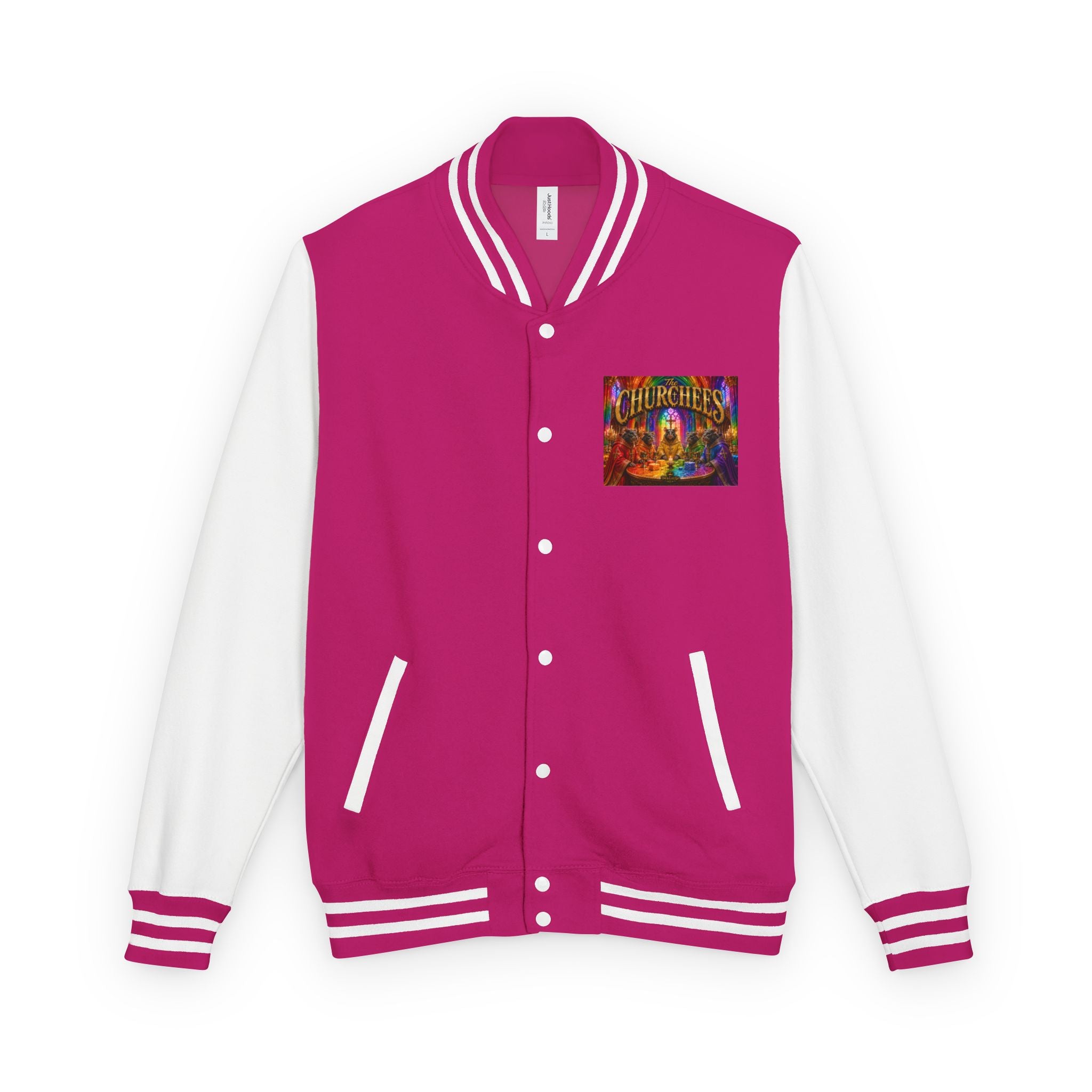 Letterman Jacket — Colorful 'The Churchlees' Retro Band Graphic