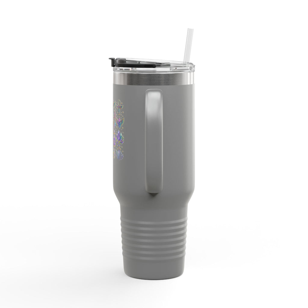 40oz Insulated Travel Mug — Mystical Symbols Floral Hamsa Stainless Steel Tumbler