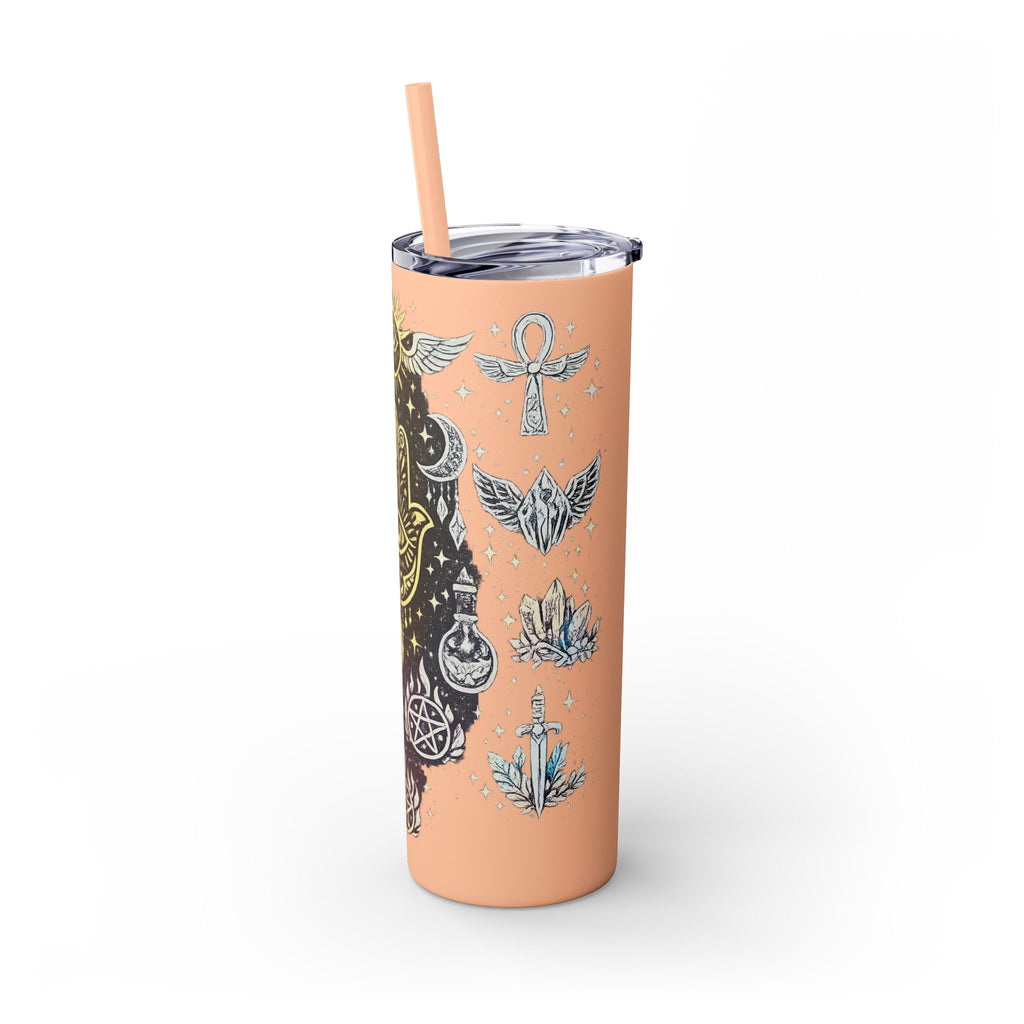 20oz Skinny Tumbler — Gold Mystic Hamsa & Celestial Eye Tumbler with Straw