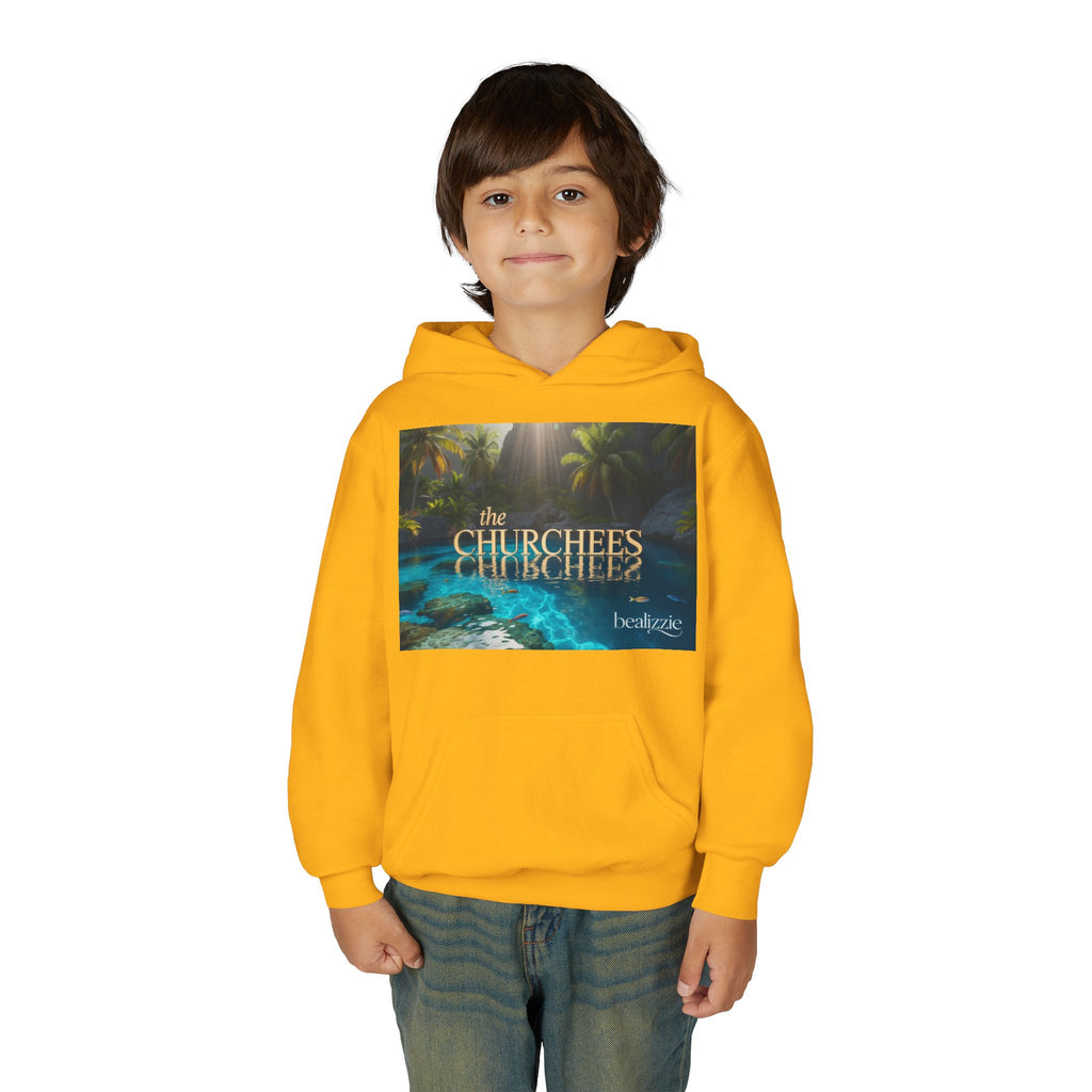 Youth Hoodie – "the CHURCHEES" Tropical Pool Graphic Sweatshirt