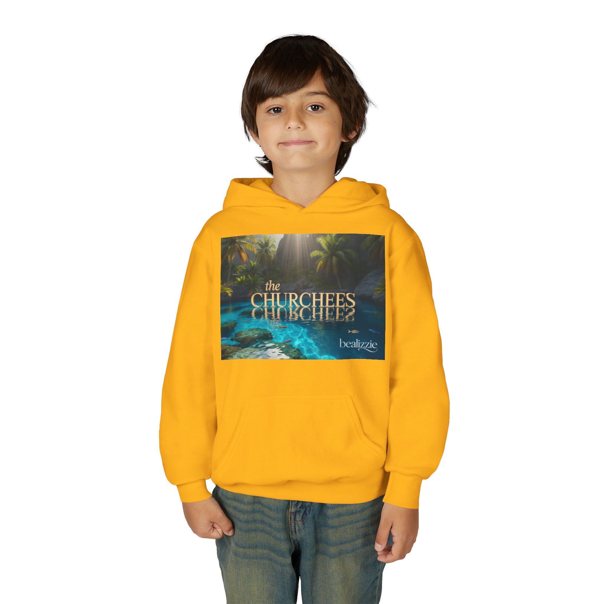 Youth Hoodie – "the CHURCHEES" Tropical Pool Graphic Sweatshirt