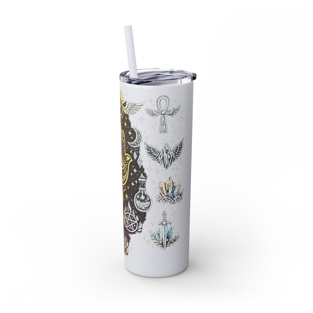 20oz Skinny Tumbler — Gold Mystic Hamsa & Celestial Eye Tumbler with Straw