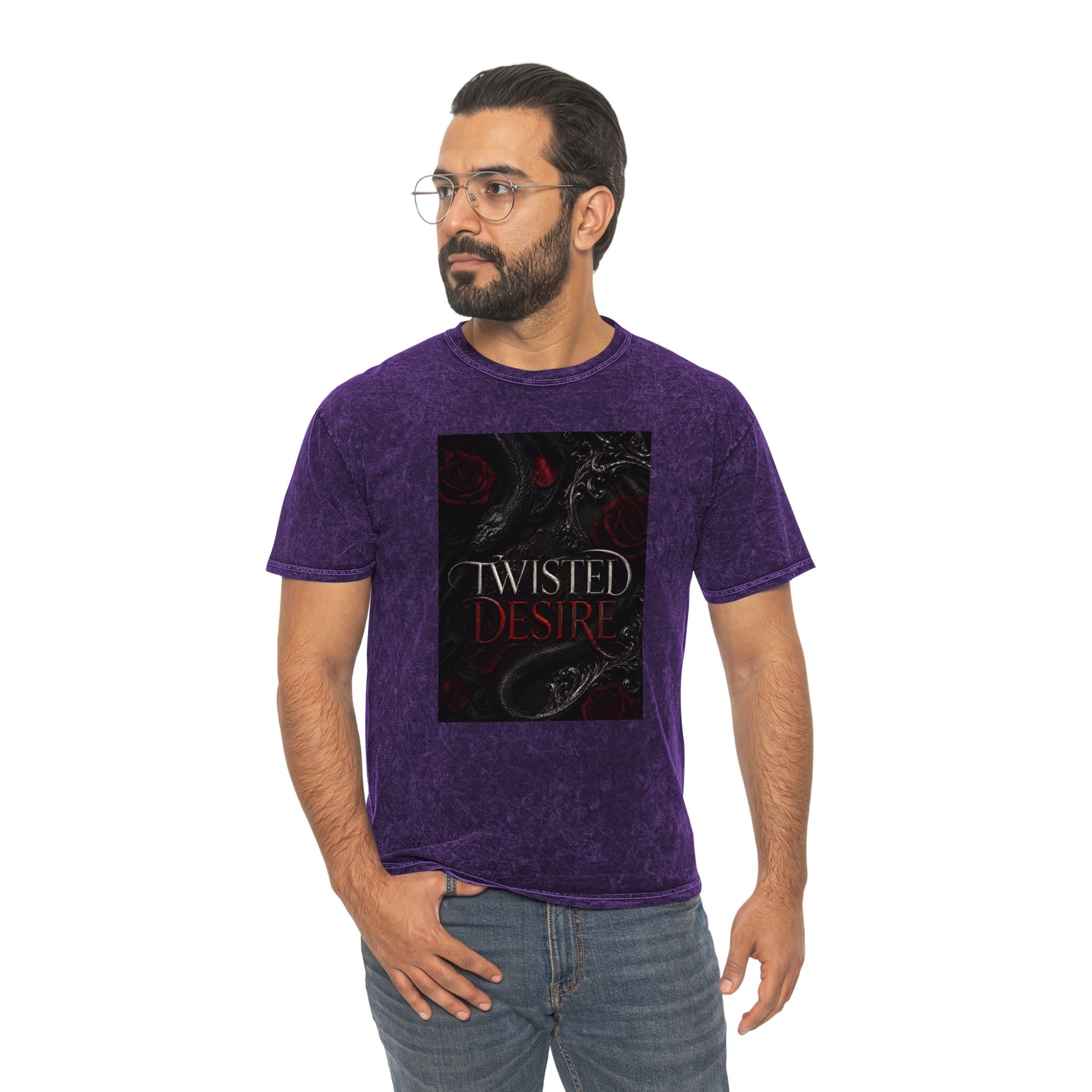 Twisted Desire Mineral-Wash T-Shirt — Dark Gothic Snake Graphic