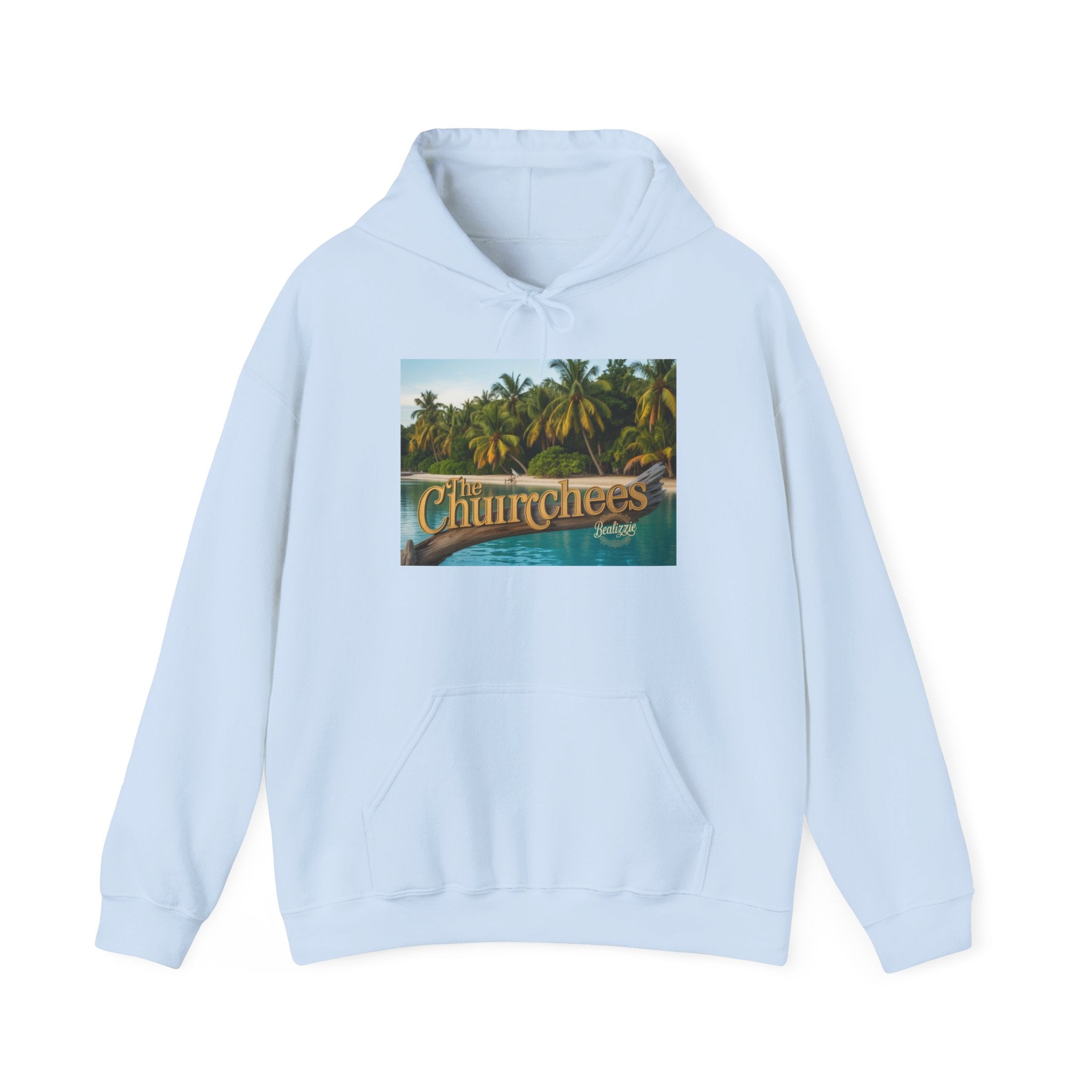 Churrchees Tropical Palm Hoodie — Retro Beach Graphic Sweatshirt