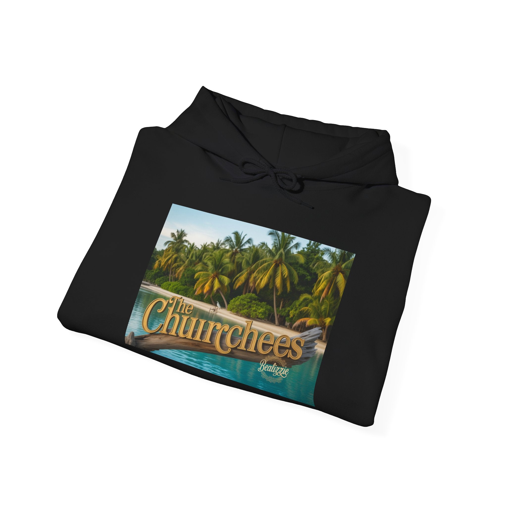 Churrchees Tropical Palm Hoodie — Retro Beach Graphic Sweatshirt