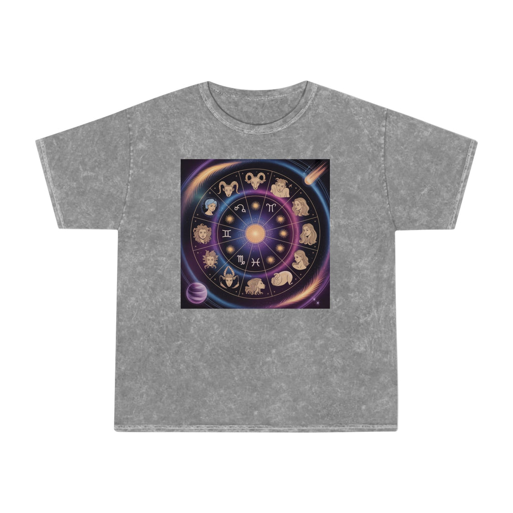 Zodiac Wheel Graphic T-Shirt — Astrological Signs Mineral Wash Tee