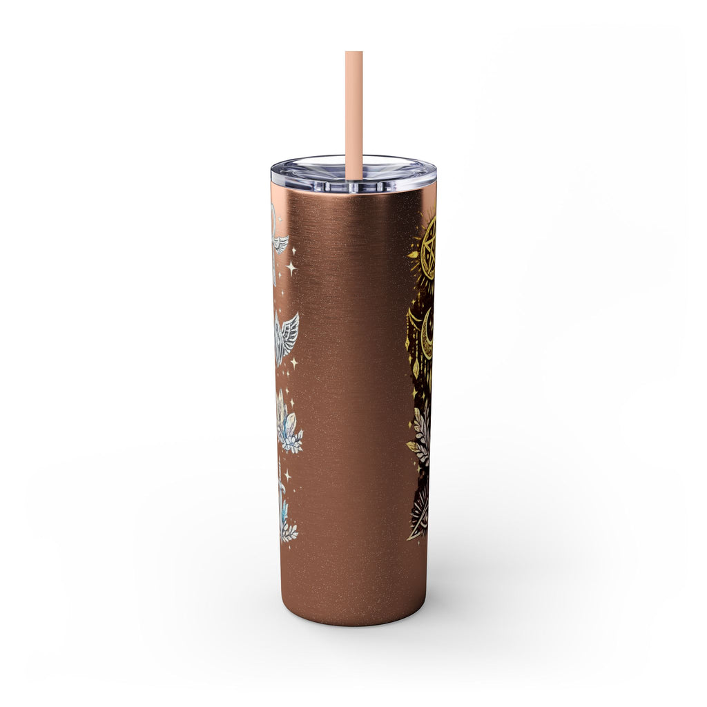 20oz Skinny Tumbler — Gold Mystic Hamsa & Celestial Eye Tumbler with Straw