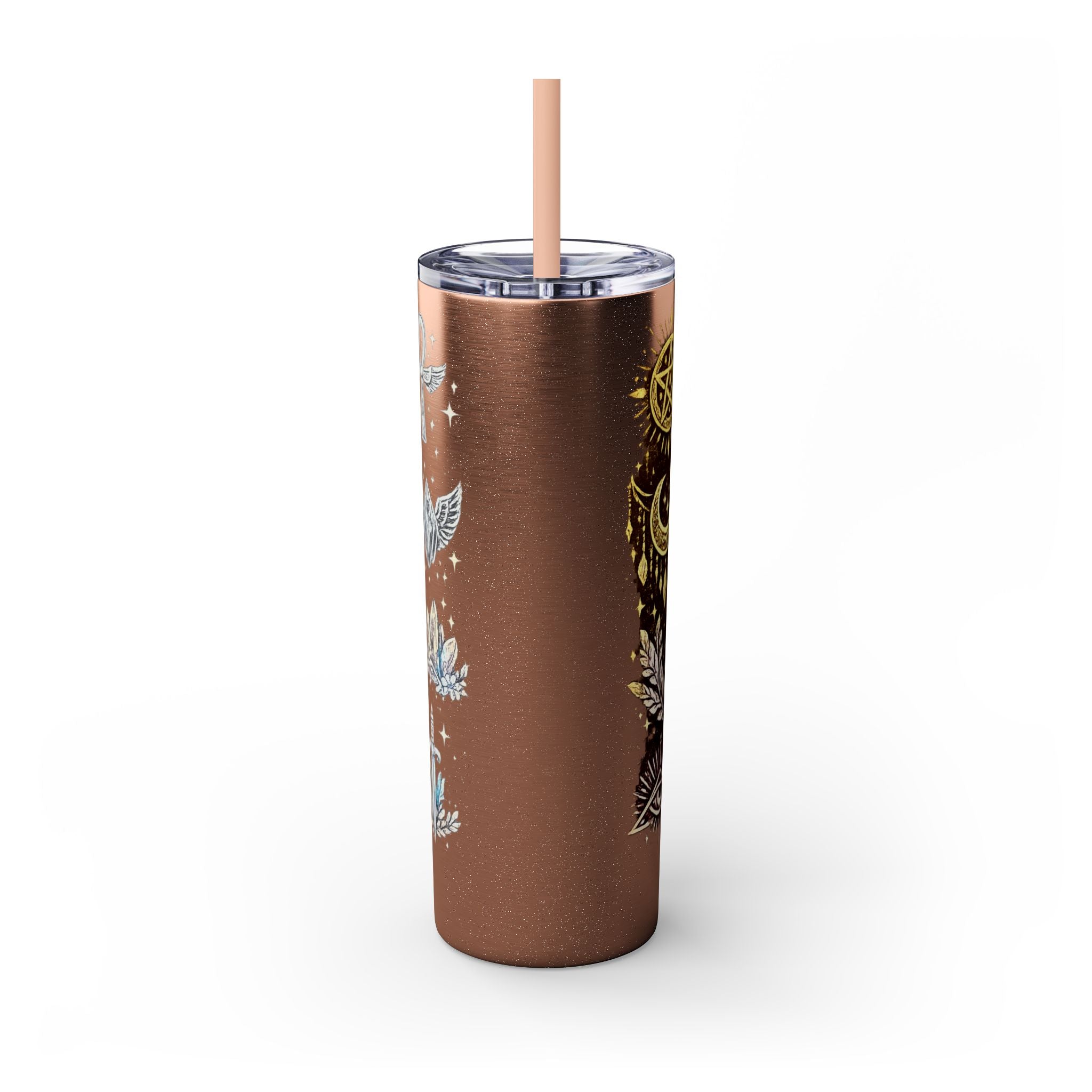 20oz Skinny Tumbler — Gold Mystic Hamsa & Celestial Eye Tumbler with Straw