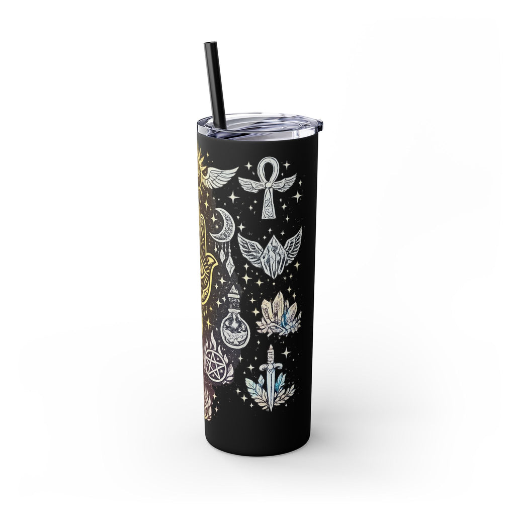 20oz Skinny Tumbler — Gold Mystic Hamsa & Celestial Eye Tumbler with Straw