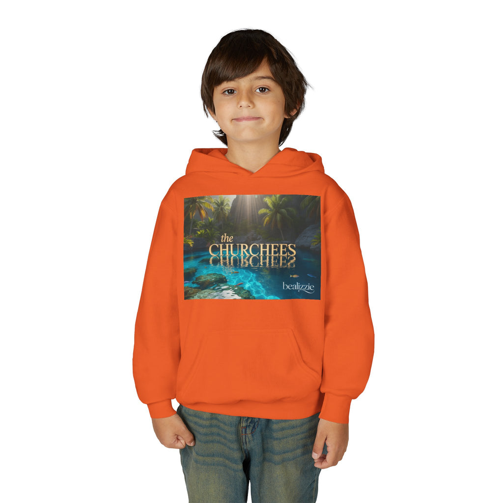 Youth Hoodie – "the CHURCHEES" Tropical Pool Graphic Sweatshirt