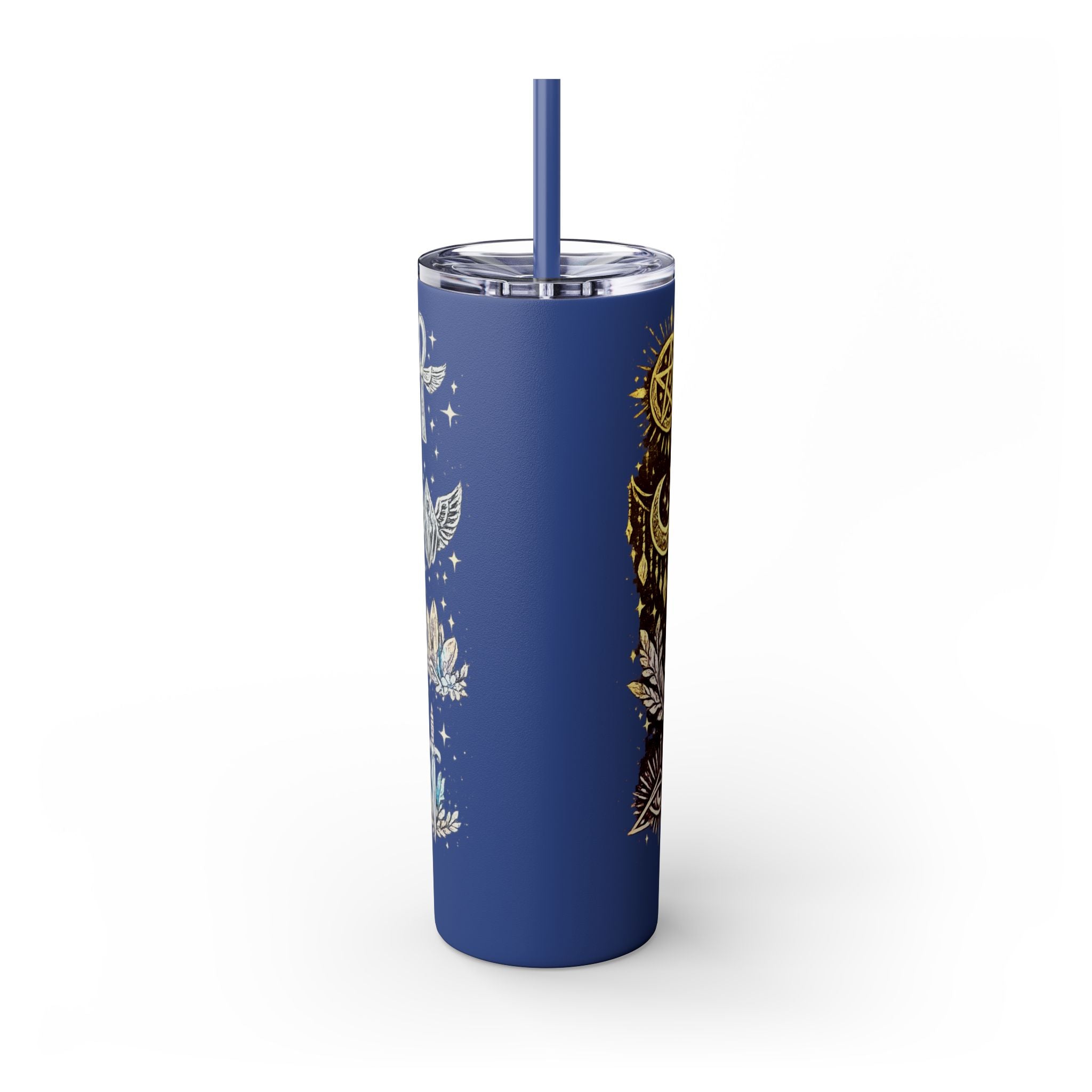 20oz Skinny Tumbler — Gold Mystic Hamsa & Celestial Eye Tumbler with Straw