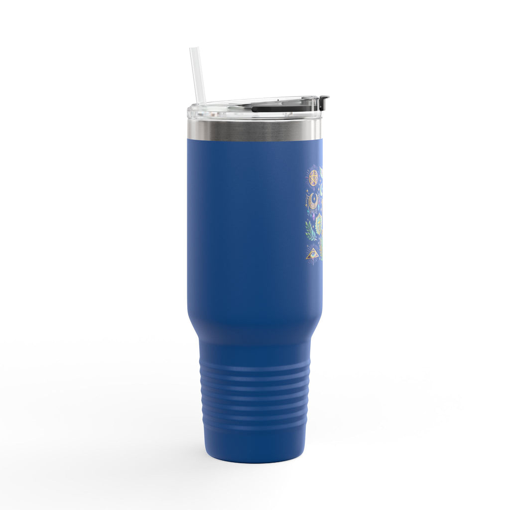 40oz Insulated Travel Mug — Mystical Symbols Floral Hamsa Stainless Steel Tumbler