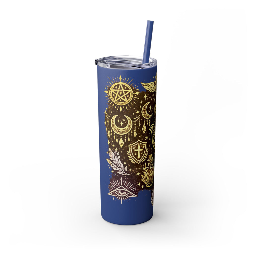 20oz Skinny Tumbler — Gold Mystic Hamsa & Celestial Eye Tumbler with Straw
