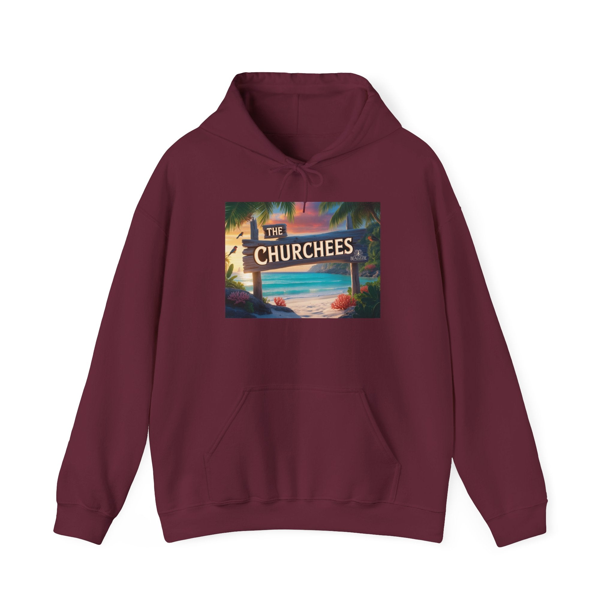 The Churchees Retro Beach Hoodie – Vintage Surf Sign Graphic Sweatshirt