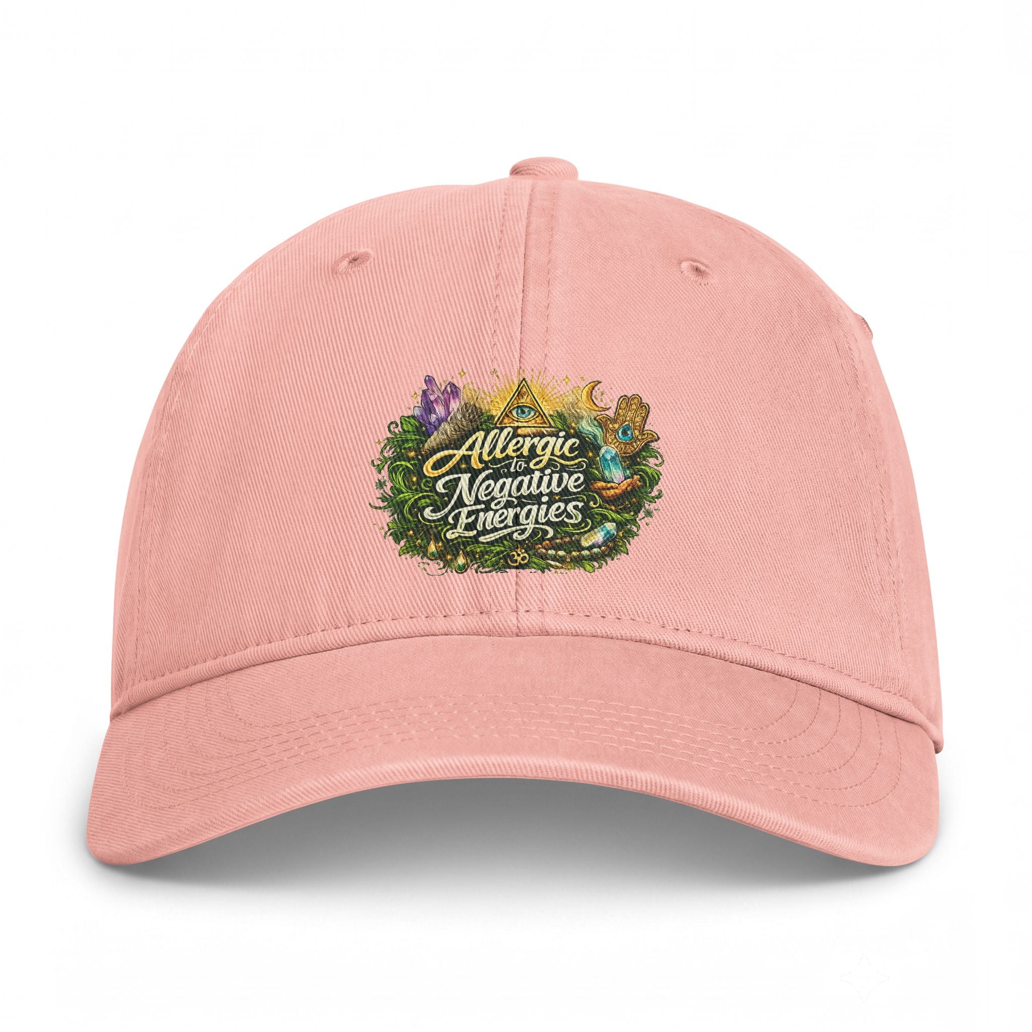 Allergic to Negative Energies Cap — Embroidered Nature Crest Dad Hat