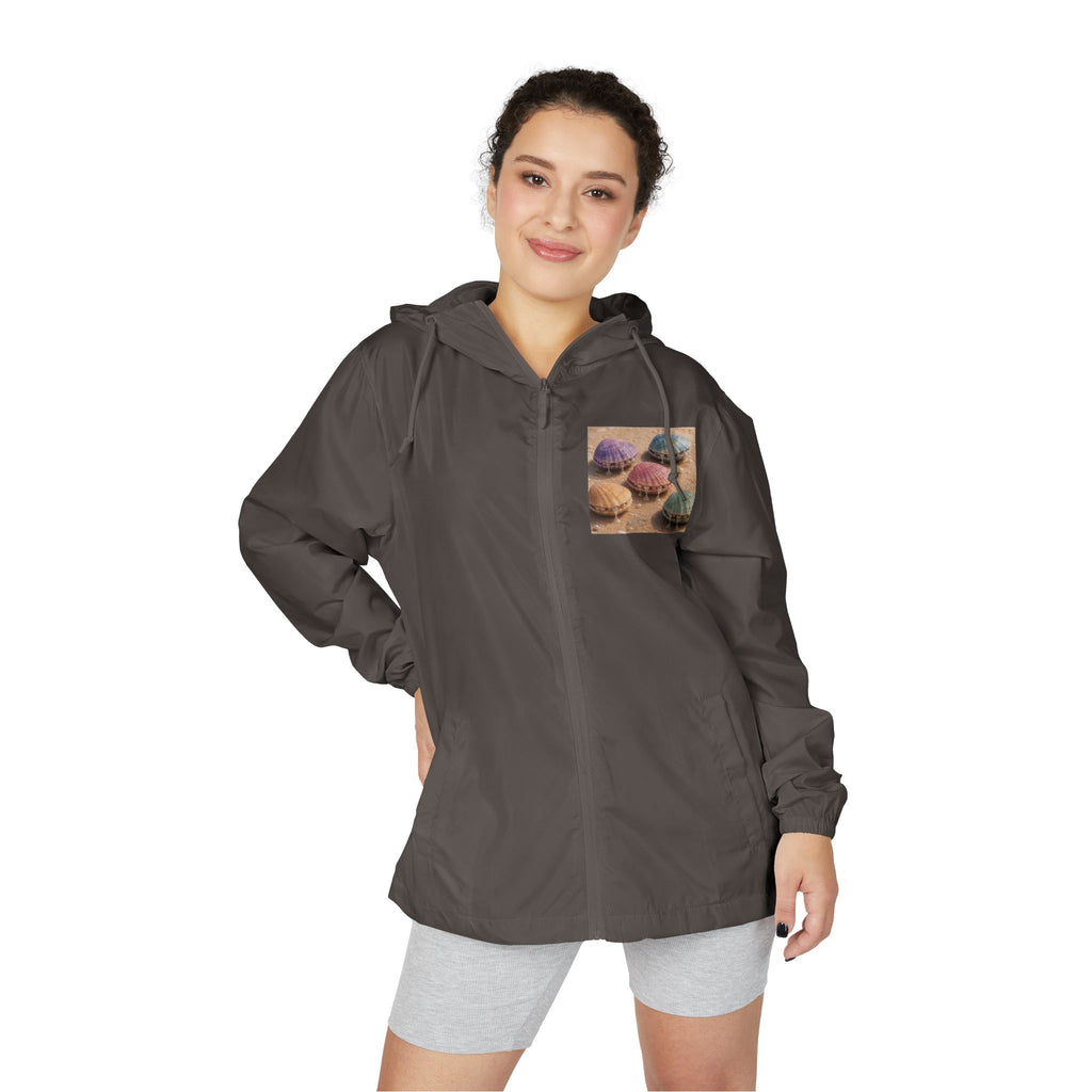 Windbreaker Jacket — Pastel Seashell Beach Print