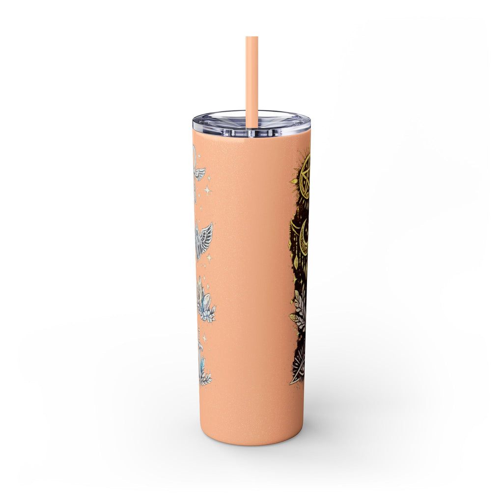 20oz Skinny Tumbler — Gold Mystic Hamsa & Celestial Eye Tumbler with Straw