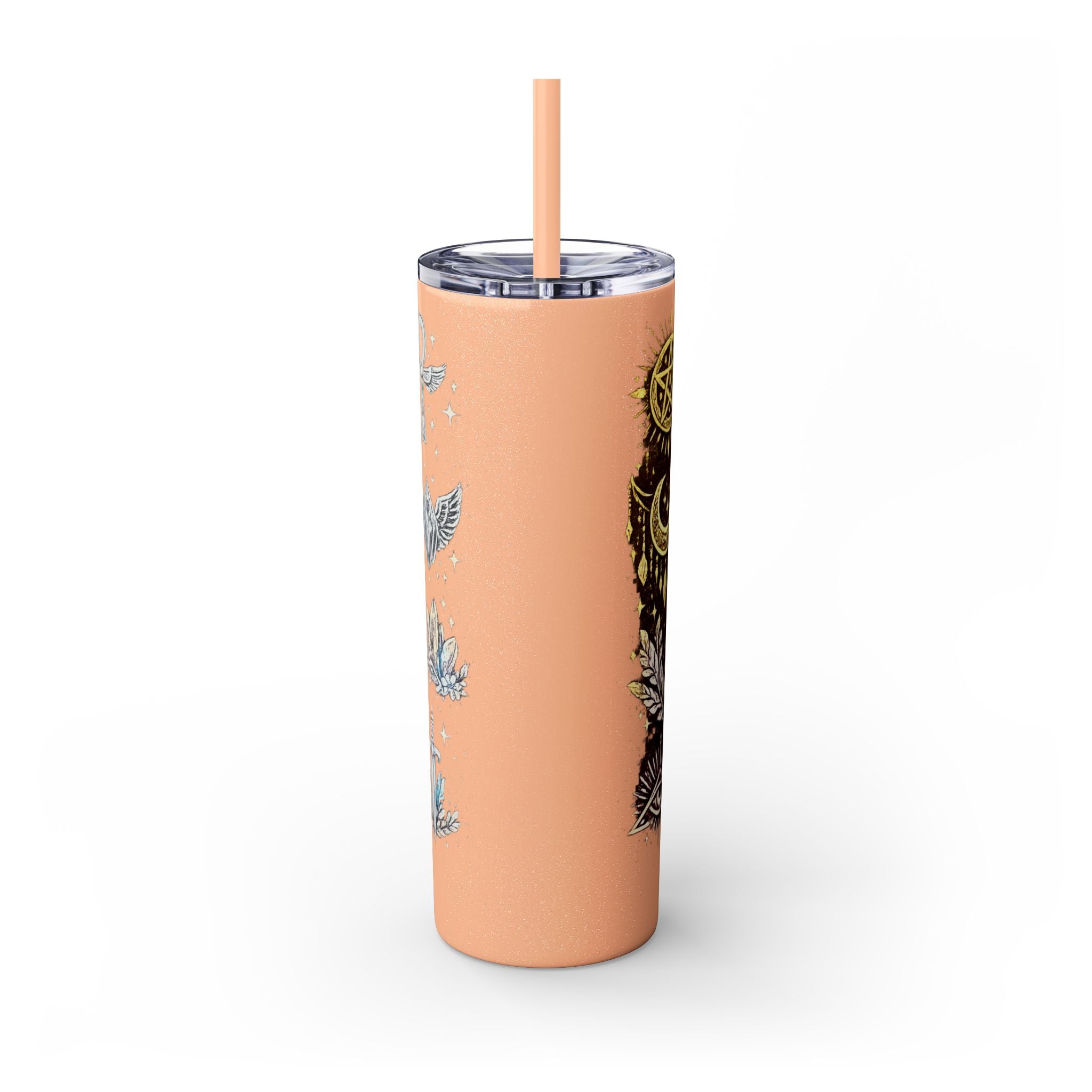 20oz Skinny Tumbler — Gold Mystic Hamsa & Celestial Eye Tumbler with Straw